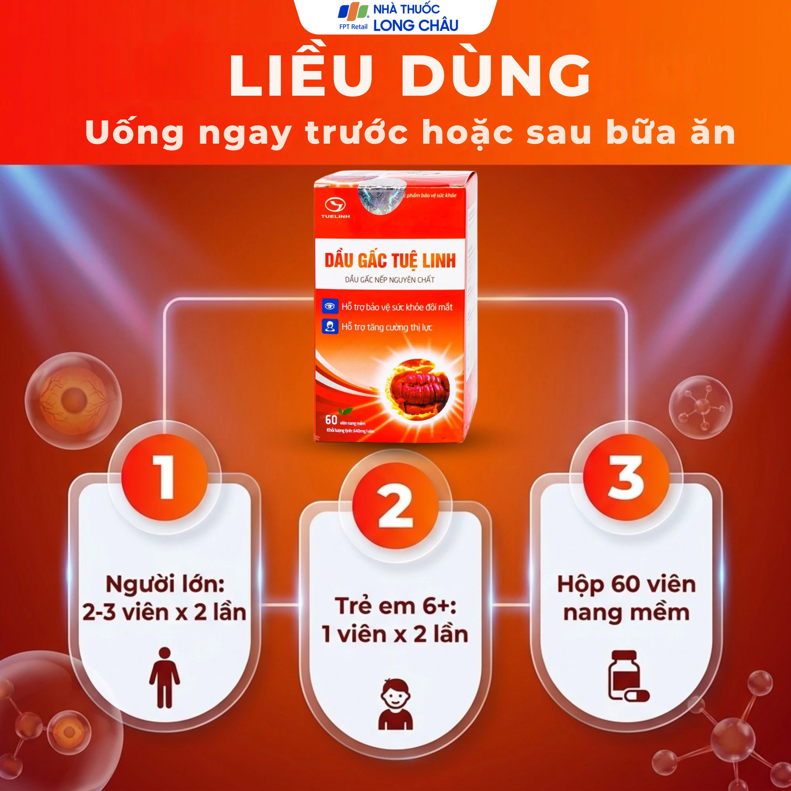 Viên hỗ trợ tăng cường thị lực Dầu Gấc Tuệ Linh (60 viên) 5