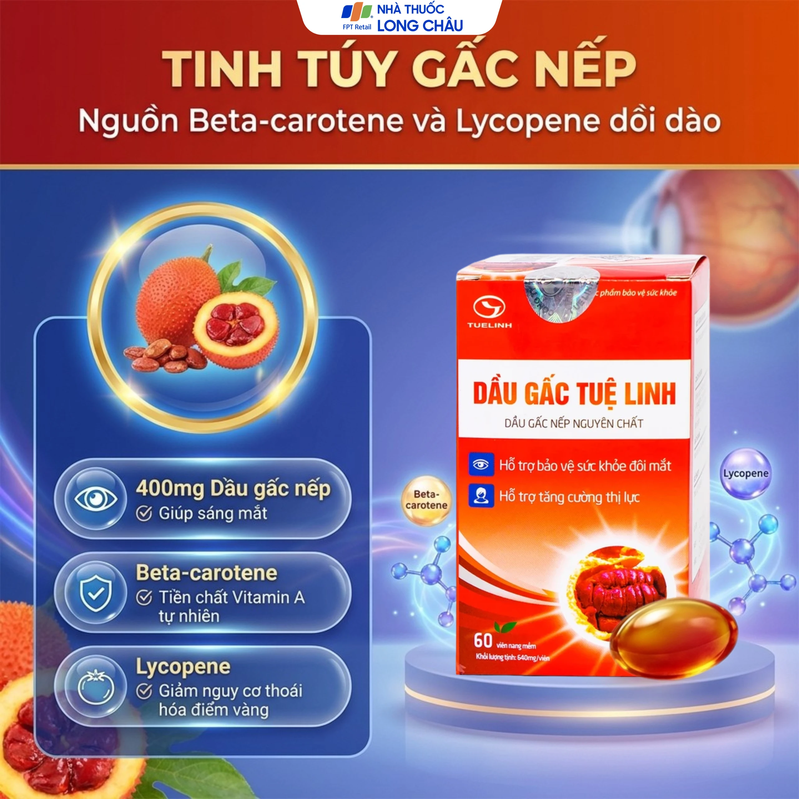 Viên hỗ trợ tăng cường thị lực Dầu Gấc Tuệ Linh (60 viên) 3