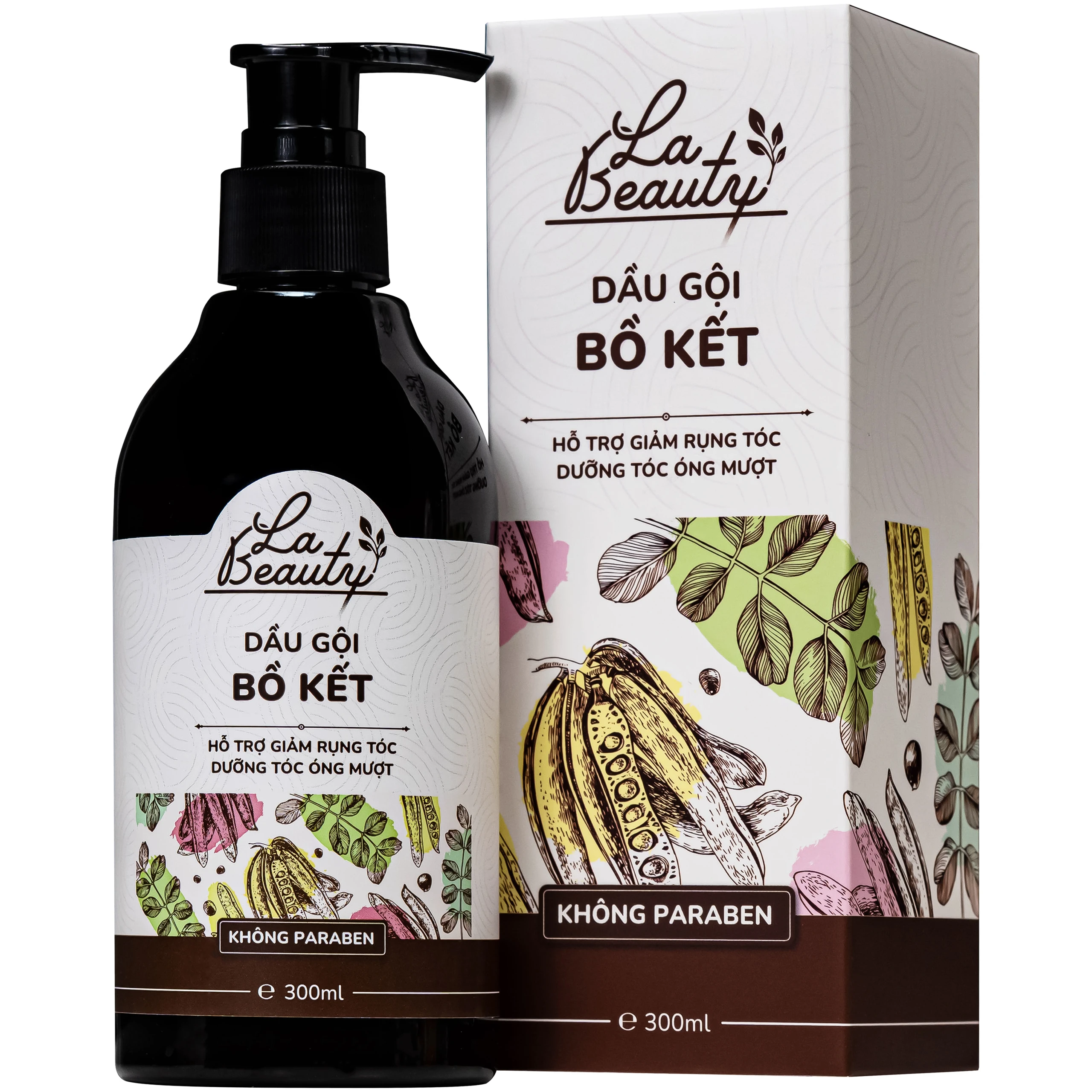 Dầu gội Bồ Kết cô đặc La Beauty giảm gãy rụng, dưỡng tóc óng mượt (300ml)