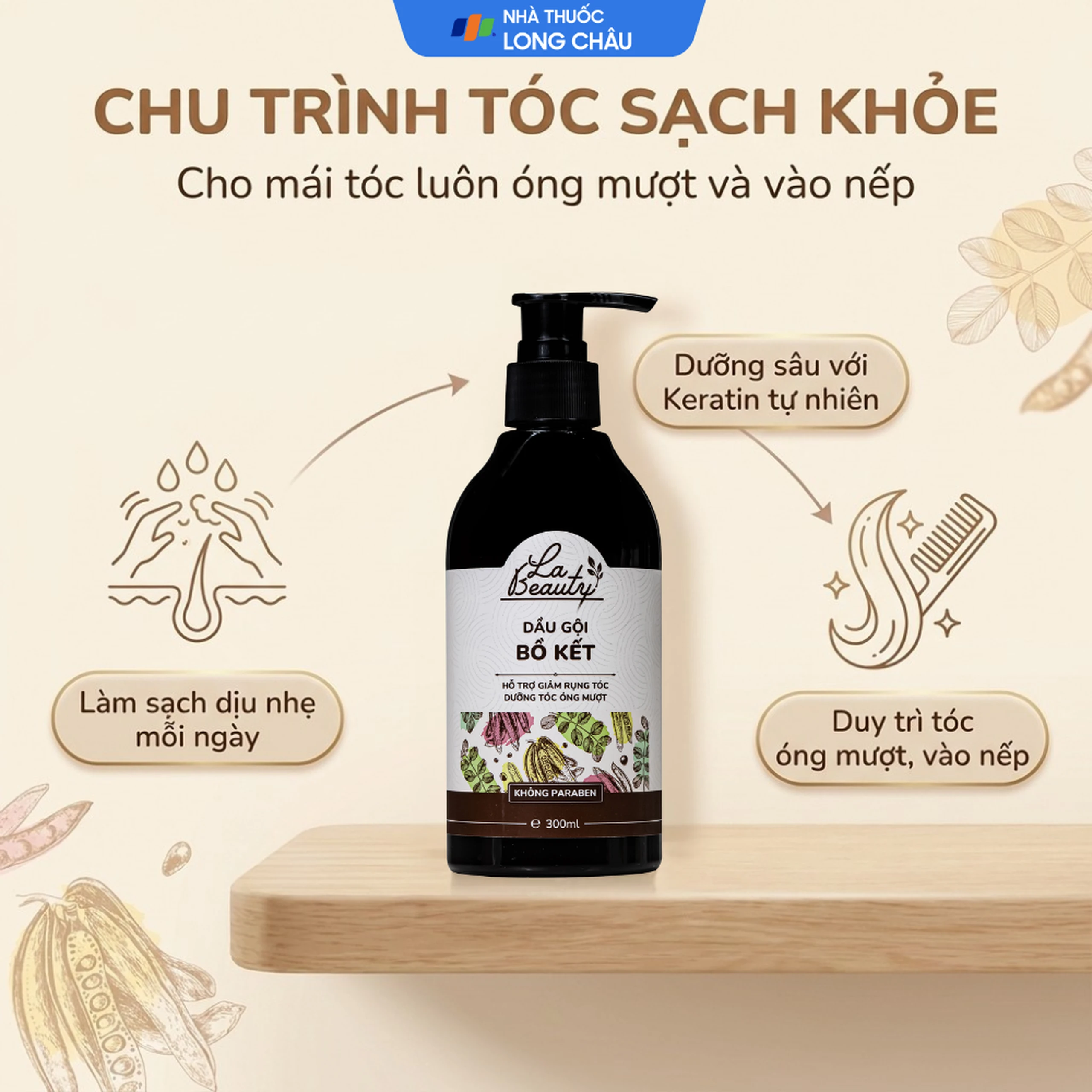 Dầu gội Bồ Kết cô đặc La Beauty giảm gãy rụng, dưỡng tóc óng mượt (300ml) 5