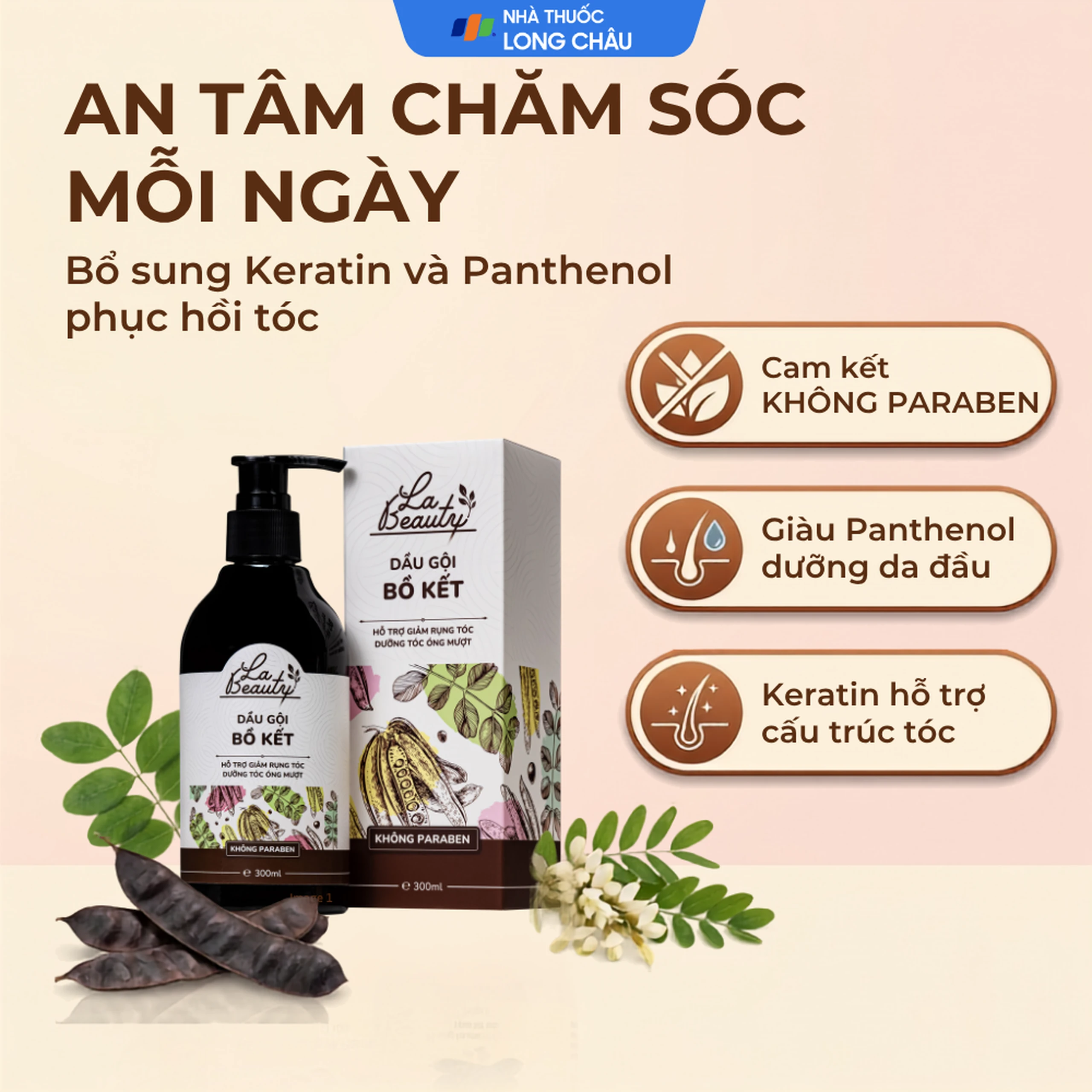 Dầu gội Bồ Kết cô đặc La Beauty giảm gãy rụng, dưỡng tóc óng mượt (300ml) 4