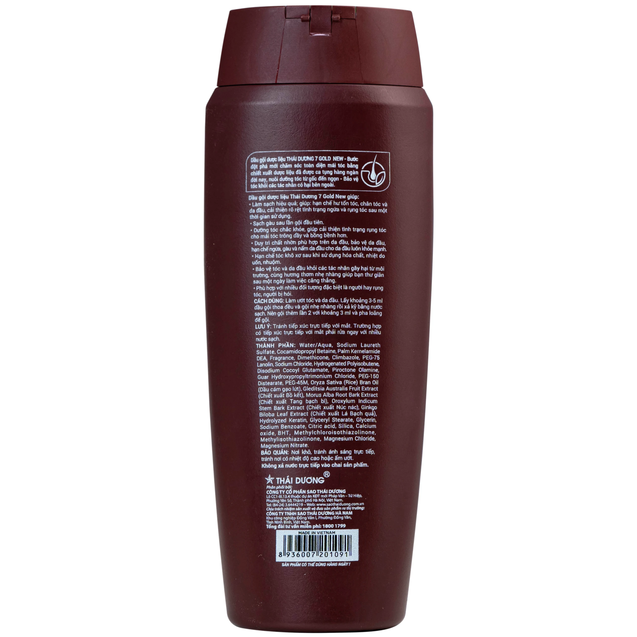 Dầu gội dược liệu Thái Dương 7 Gold hỗ trợ giảm gàu, ngứa và tóc gãy rụng (200ml) 2