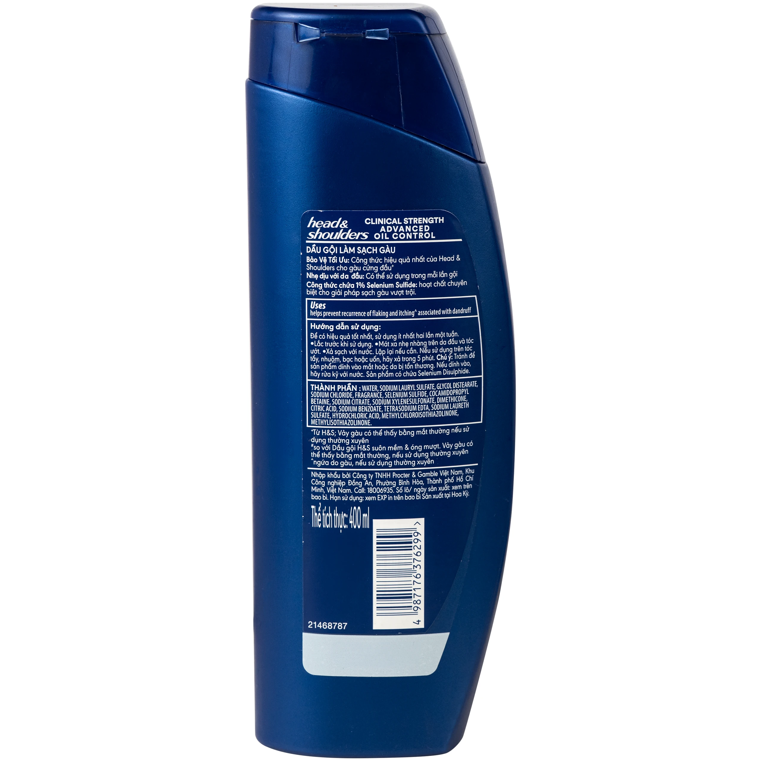 Dầu gội  Head & Shoulders clinical strength advanced oil control gàu dai dẳng và da đầu dầu (400ml) 2