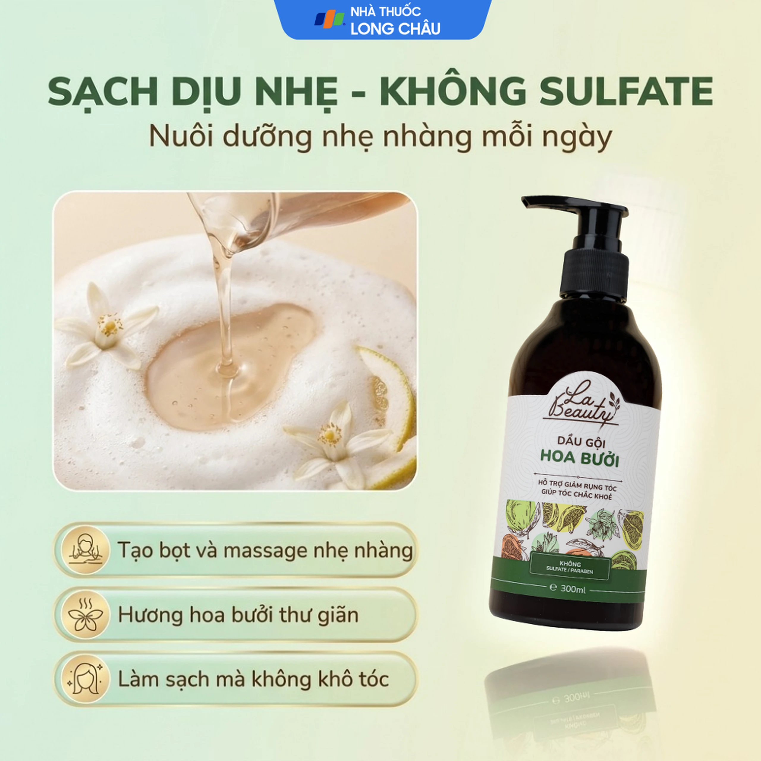 Dầu gội Hoa Bưởi La Beauty giảm gãy rụng, kích thích mọc tóc (300ml) 5