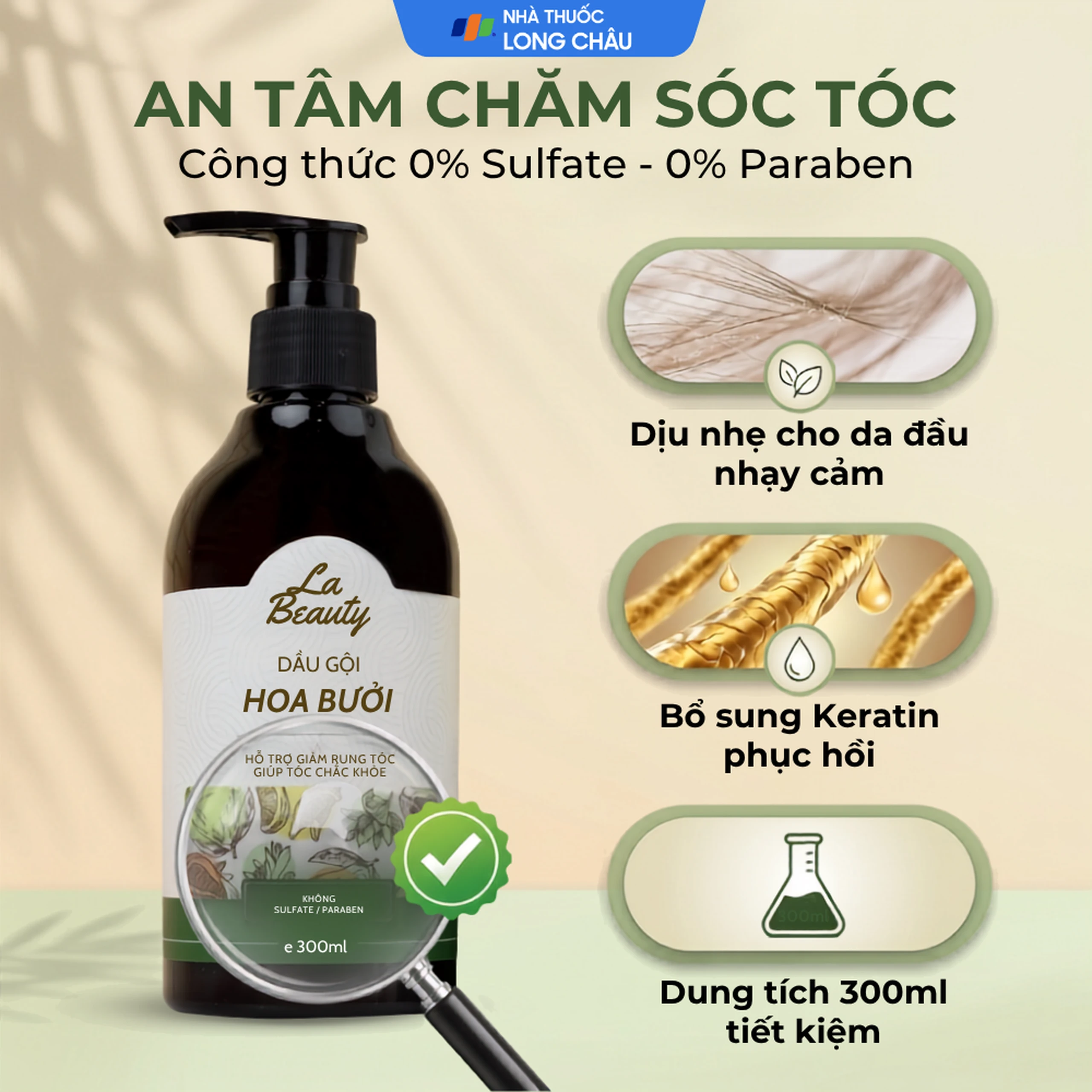 Dầu gội Hoa Bưởi La Beauty giảm gãy rụng, kích thích mọc tóc (300ml) 4