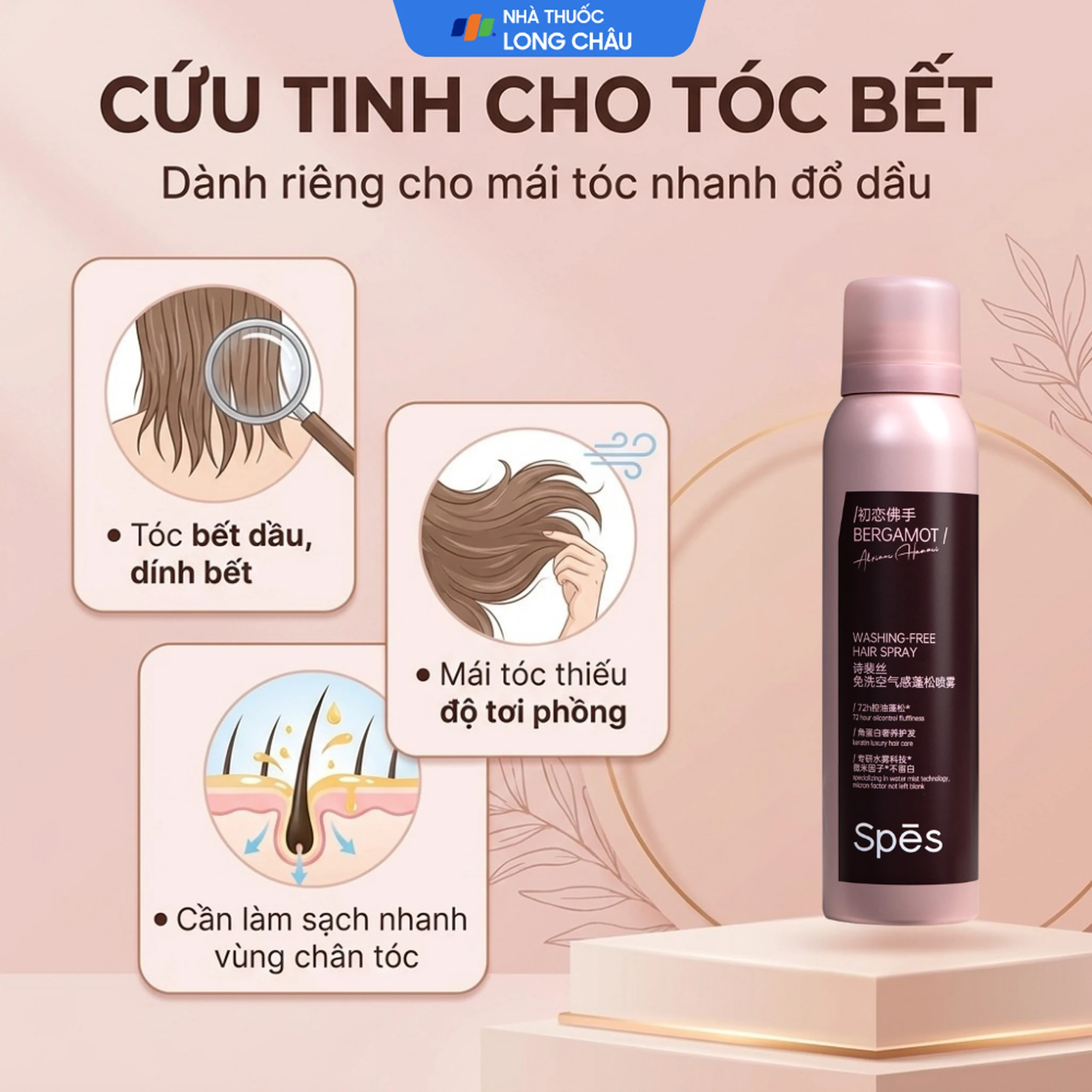 Dầu gội khô làm sạch tóc Spes hương cam Bergamot (150ml) 3