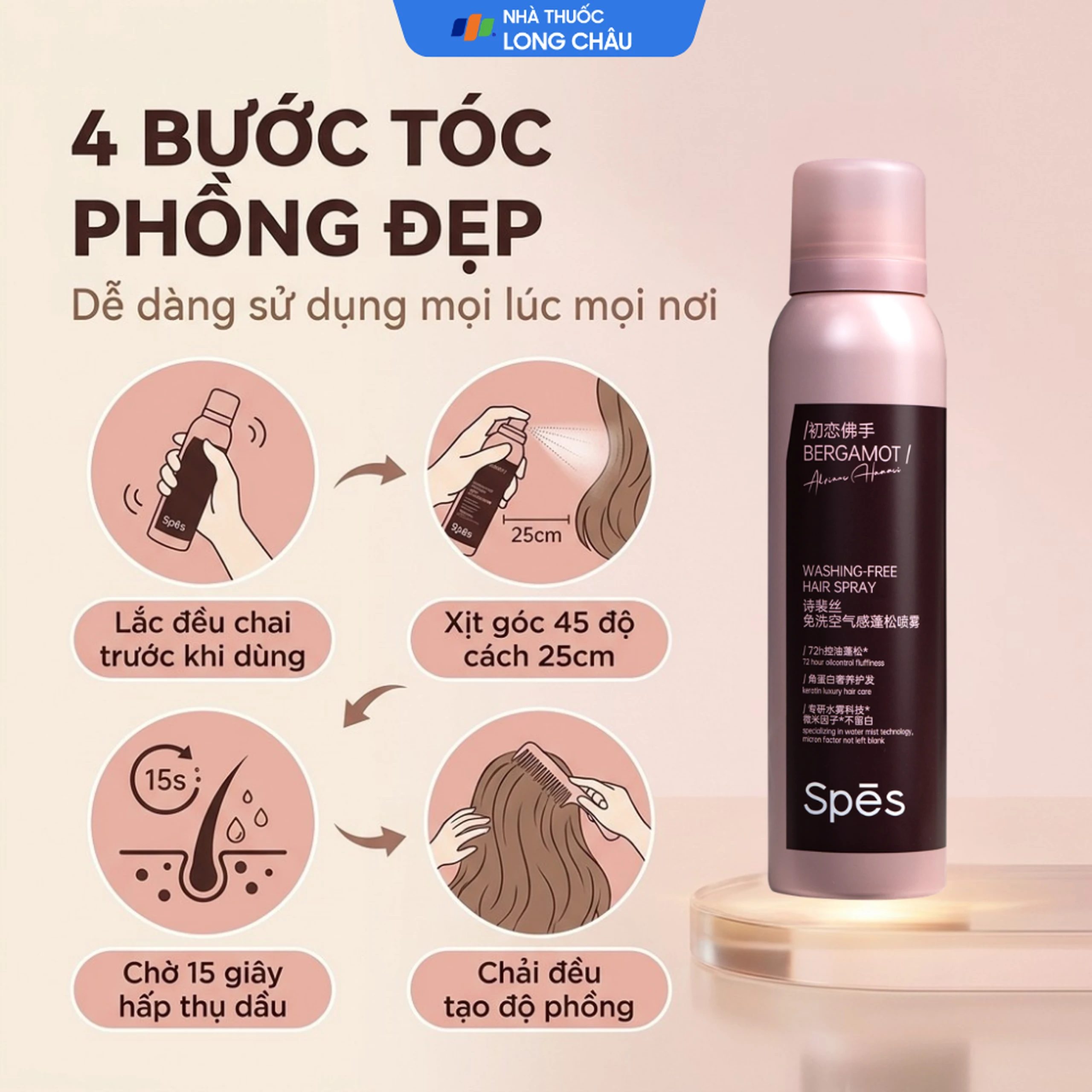 Dầu gội khô làm sạch tóc Spes hương cam Bergamot (150ml) 7