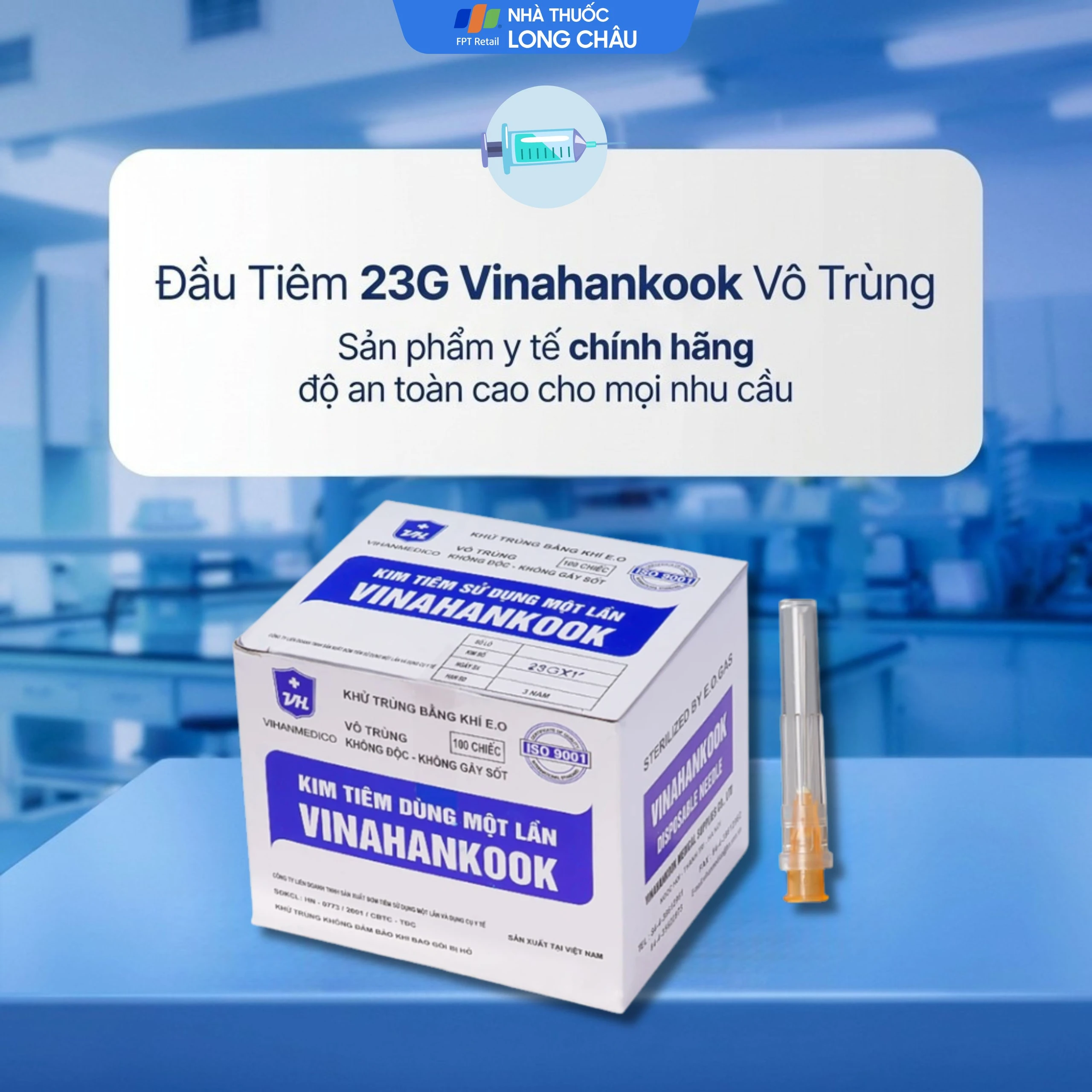 Đầu kim 23G Vinahankook vô trùng, dùng một lần (100 cái) 2