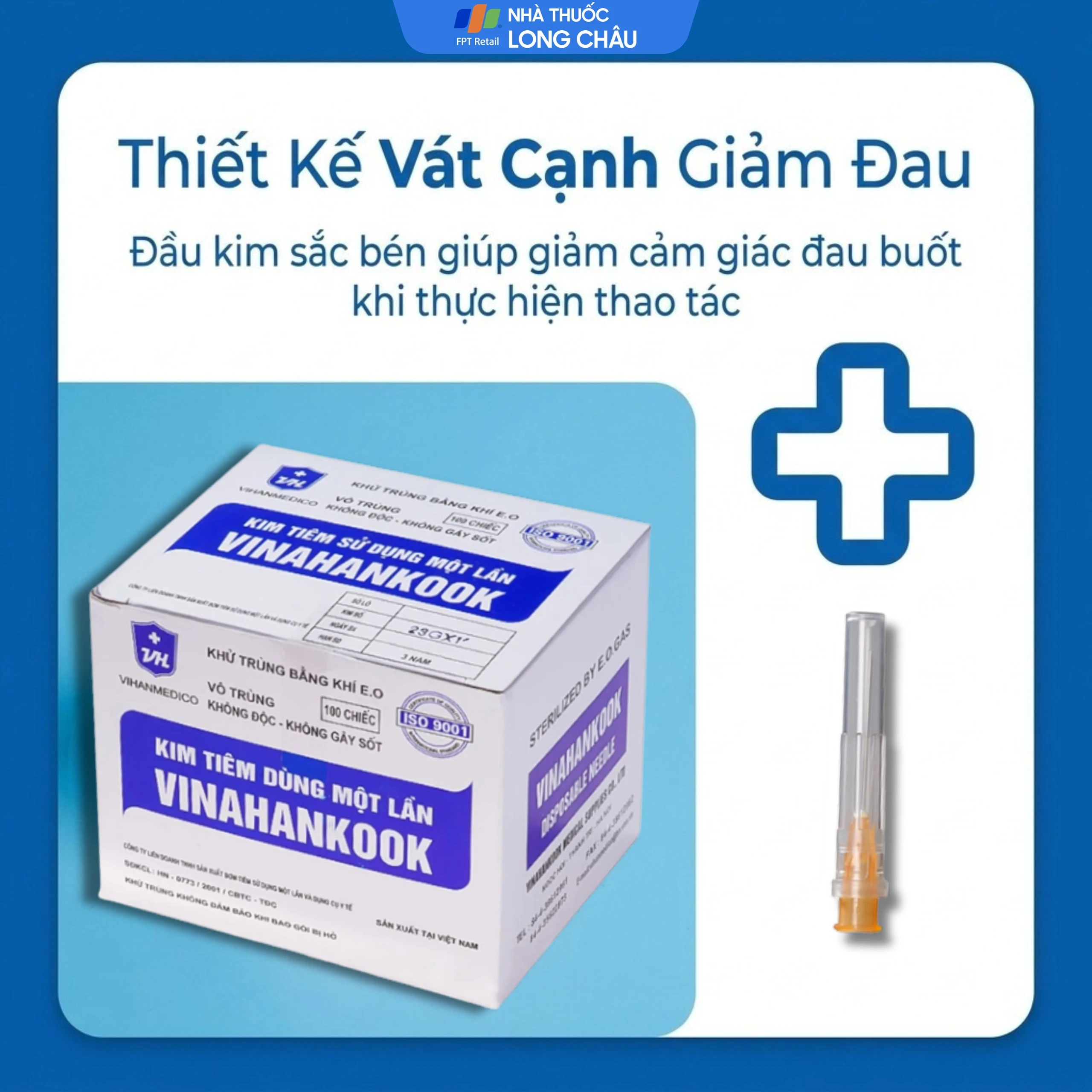 Đầu kim 23G Vinahankook vô trùng, dùng một lần (100 cái) 5