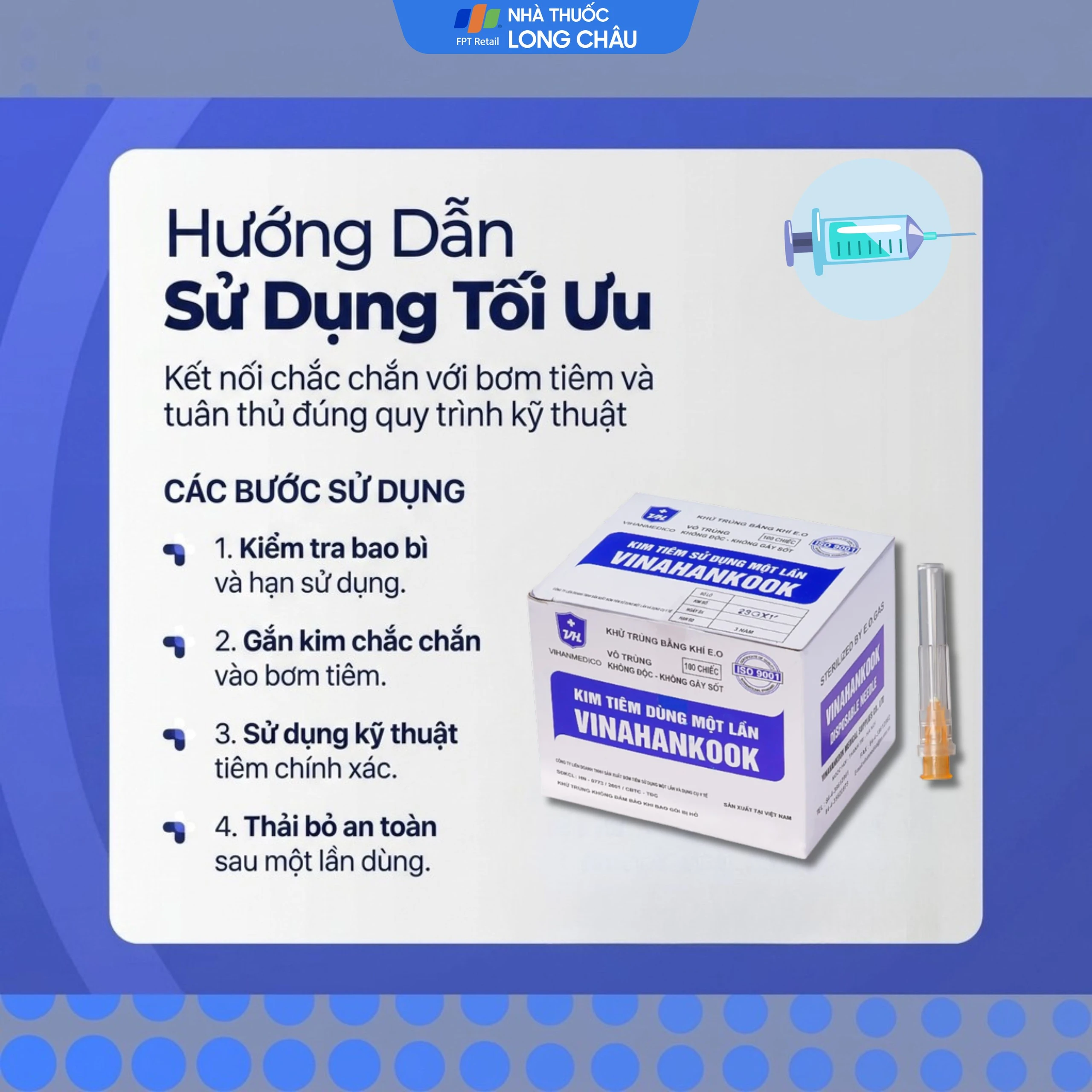 Đầu kim 23G Vinahankook vô trùng, dùng một lần (100 cái) 7