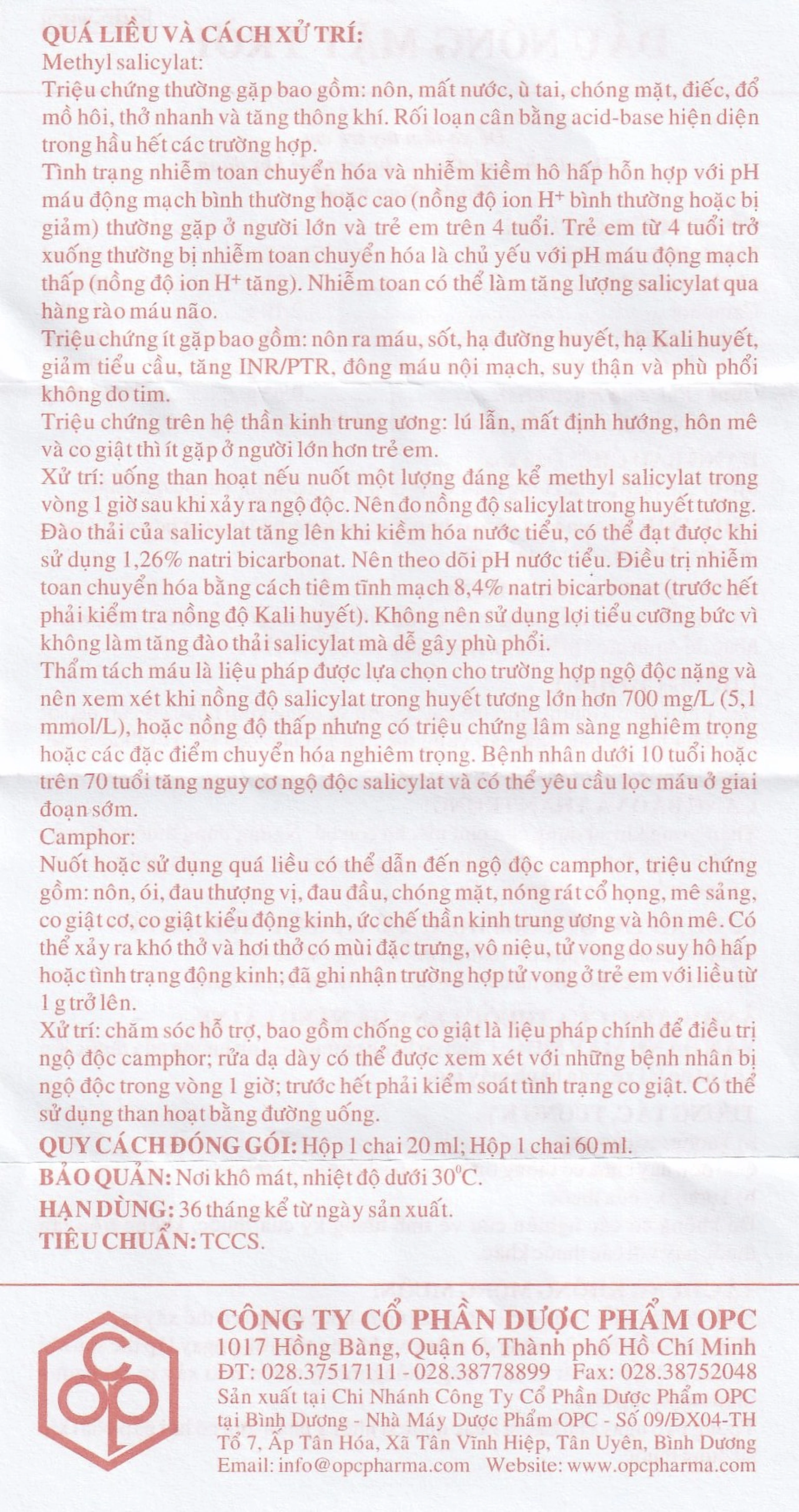 Dầu nóng Mặt Trời OPC điều trị nhức mỏi, tê thấp, đau lưng, cảm mạo, cúm (60ml)