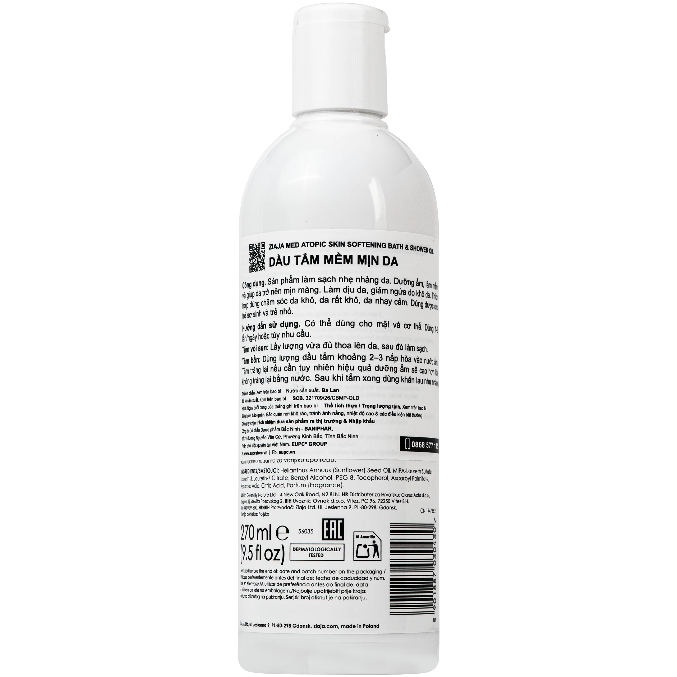 Dầu tắm Ziaja Med Atopic Skin mềm mịn da (270ml) 8