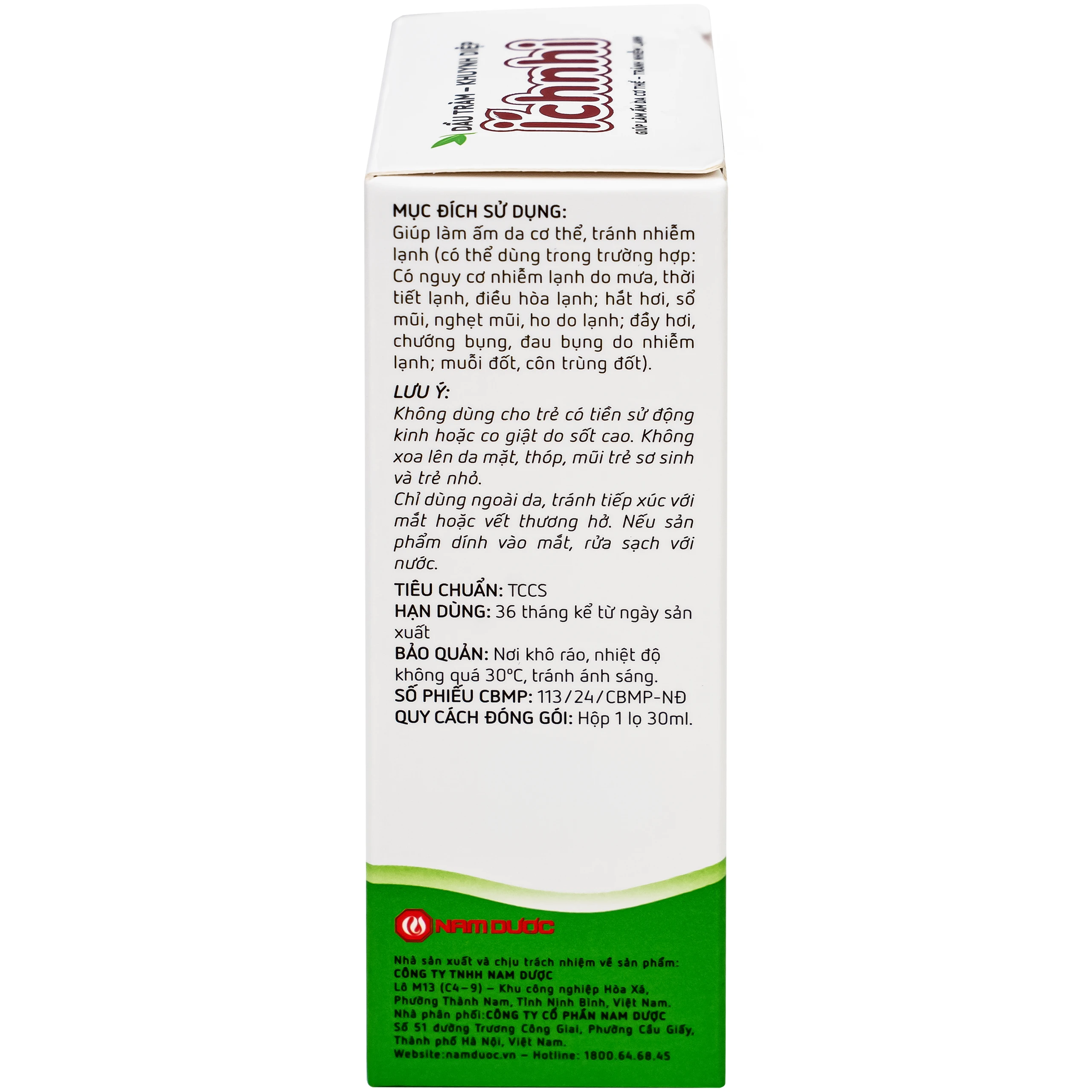 Dầu tràm khuynh diệp Ích nhi giúp giữ ấm cơ thể, phòng cảm lạnh (30ml) 5