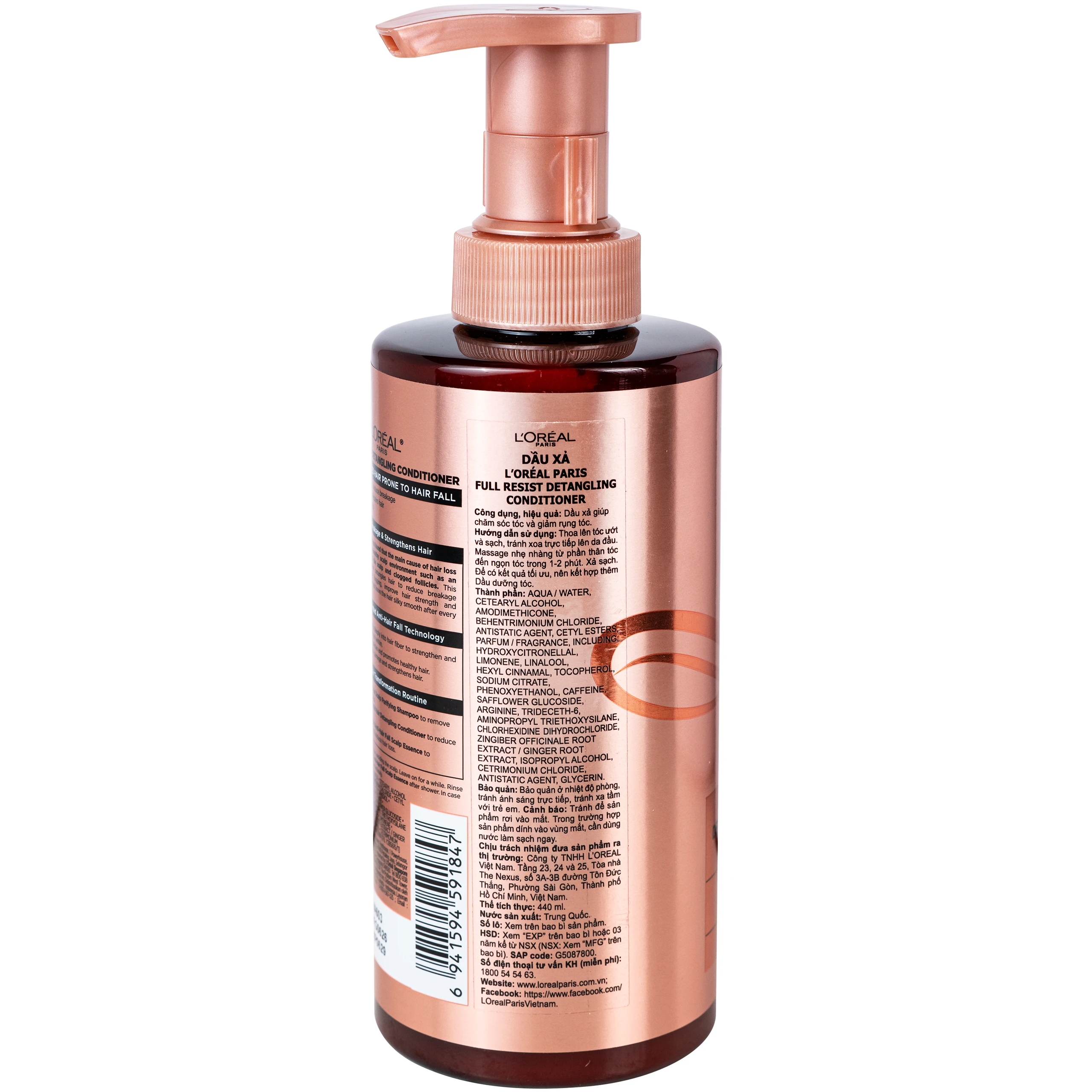 Dầu xả L'oreal full resist purifying giảm gãy rụng tóc giúp tóc chắc khỏe (440ml) 9