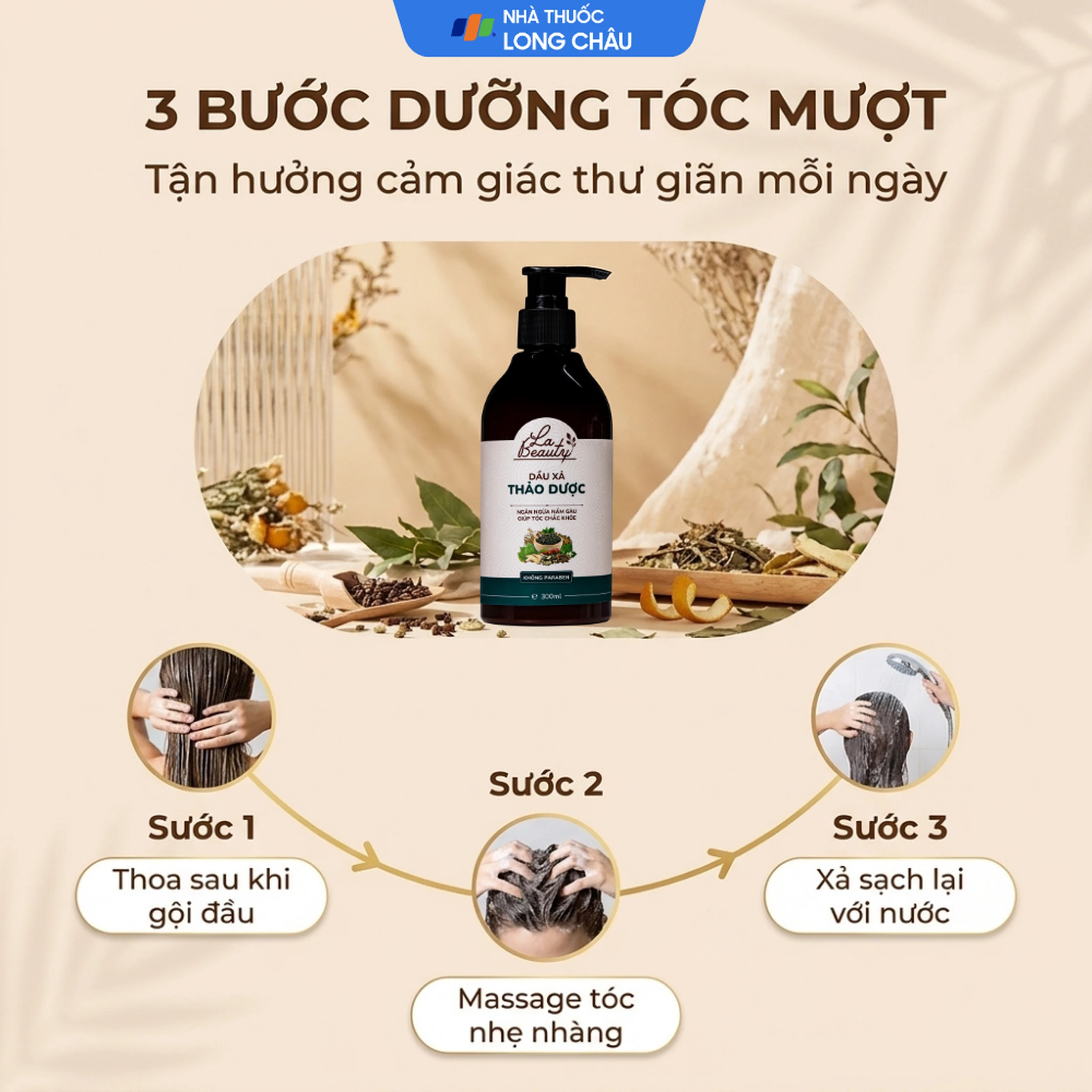 Dầu xả Thảo Dược La Beauty nuôi dưỡng da đầu, cho tóc suôn mượt (300ml) 6