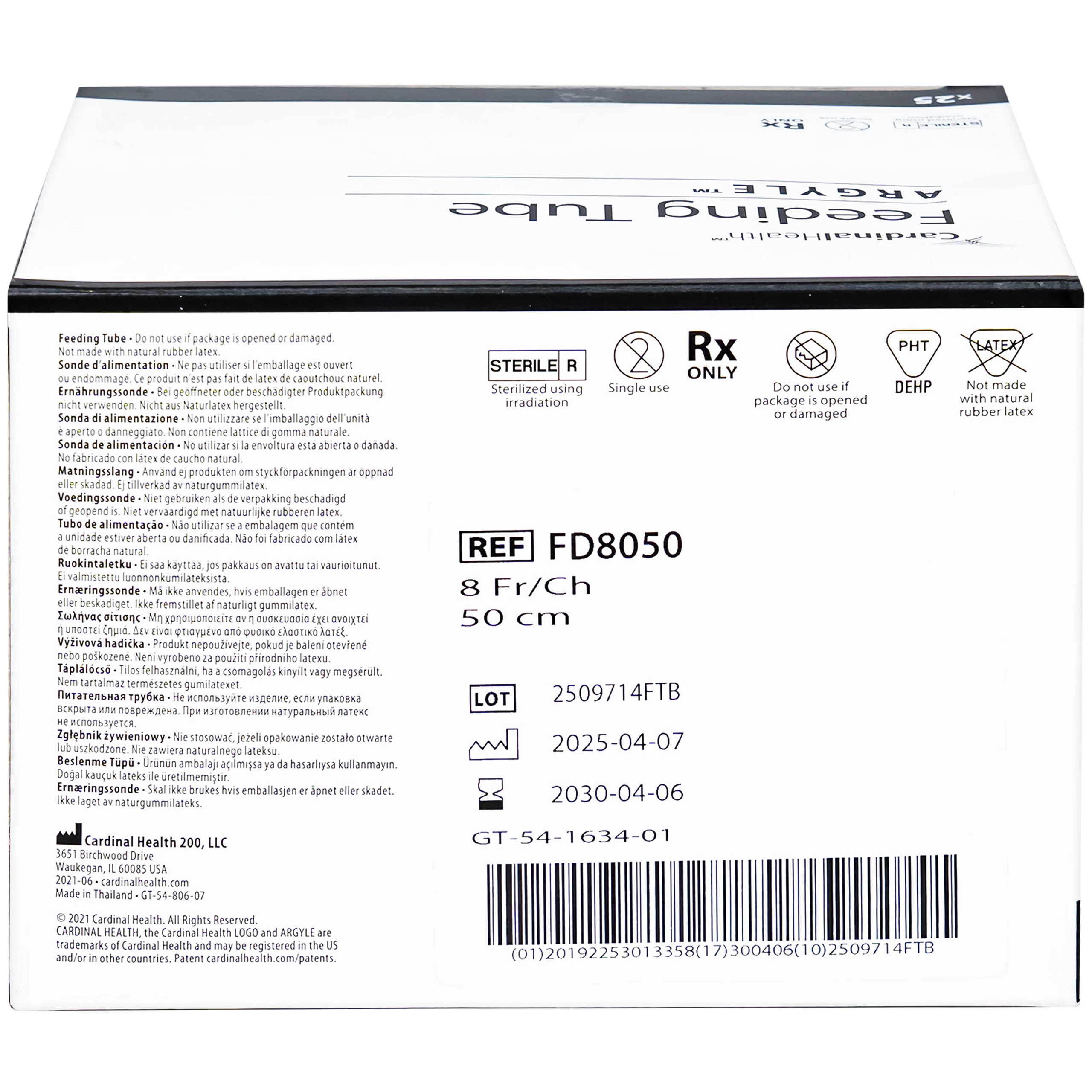 Dây cho ăn Argyle Feeding 8FR FD805 qua đường thông mũi, dạ dày 4