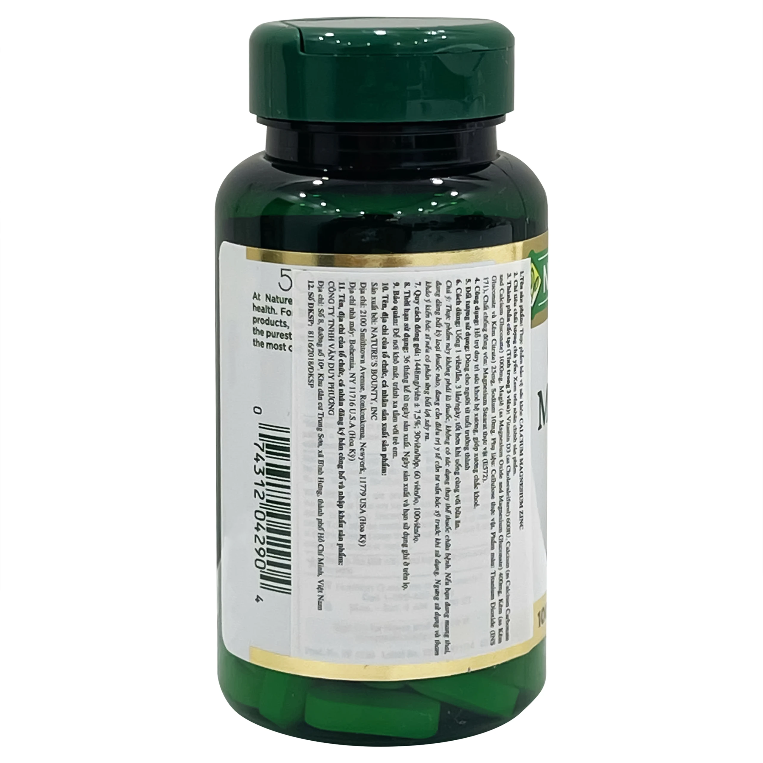 Viên uống giúp xương chắc khỏe, duy trì sức khoẻ hệ xương Calcium Magnesium Zinc Nature's Bounty (100 viên)