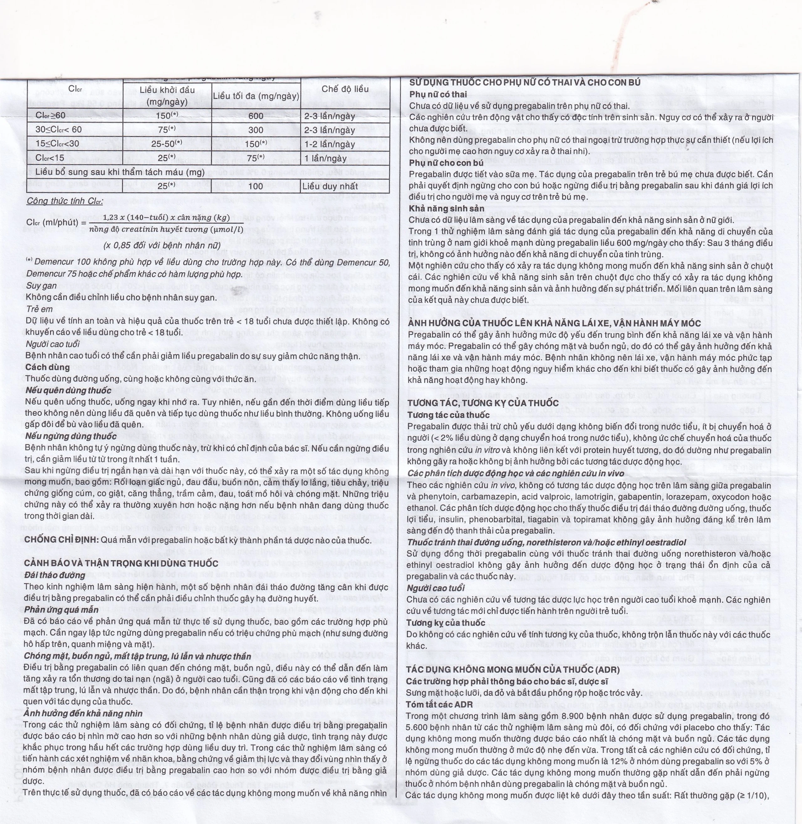 Thuốc Demencur 100 DaviPharm điều trị đau thần kinh trung ương và ngoại vi (3 vỉ x 10 viên)