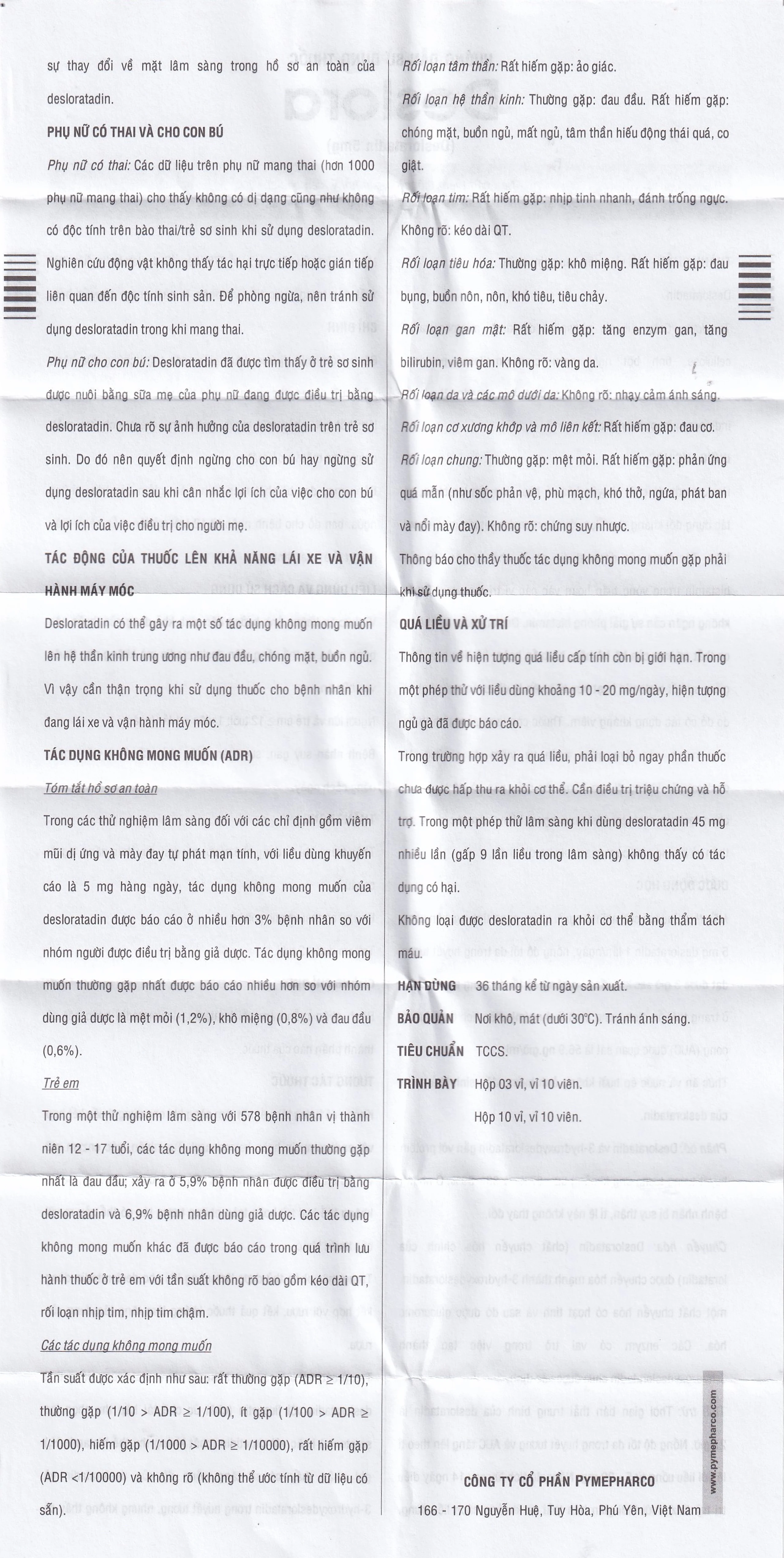 Thuốc Deslora 5mg giảm các triệu chứng dị ứng theo mùa và viêm mũi dị ứng (3 vỉ x 10 viên)