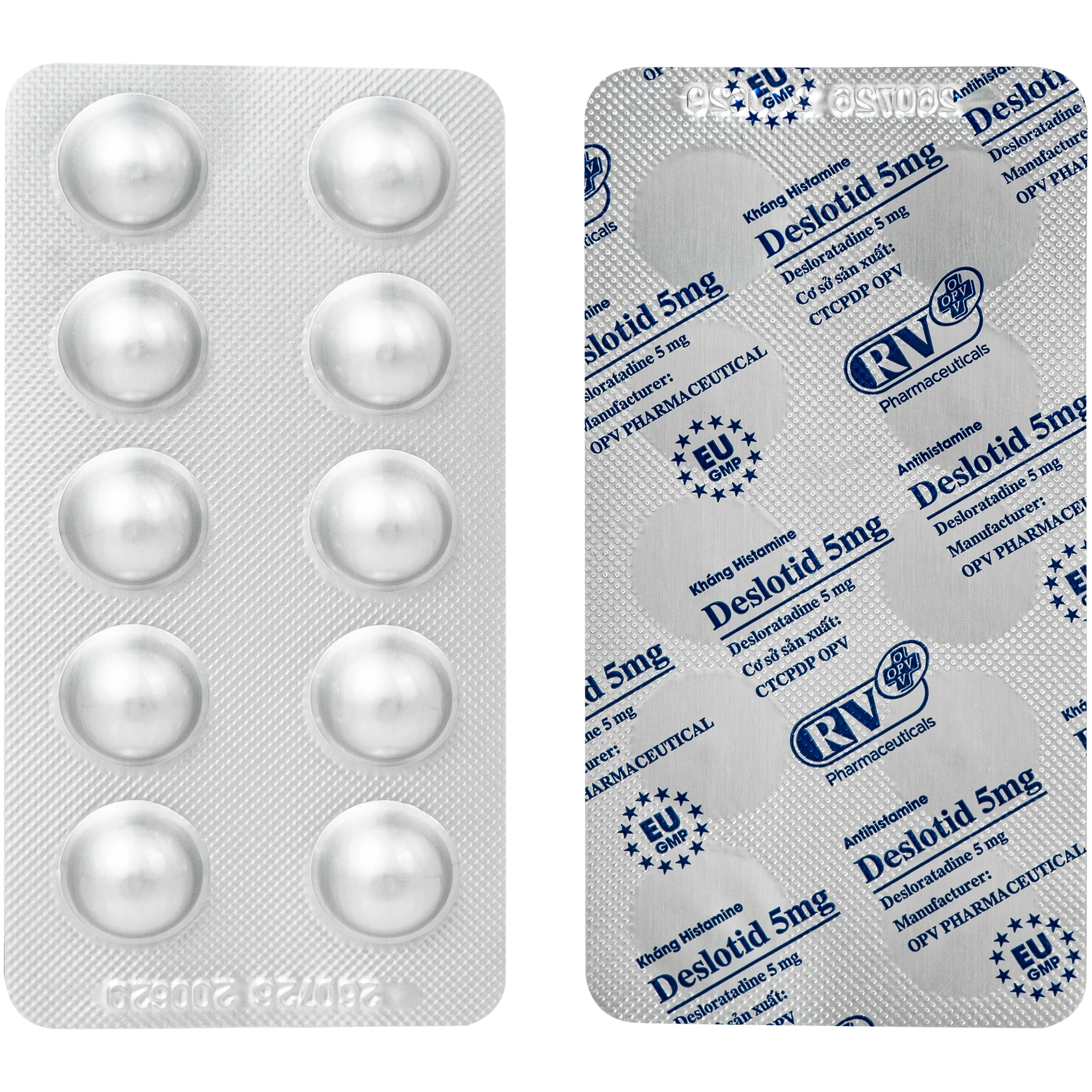 Thuốc Deslotid 5mg OPV giảm viêm mũi dị ứng, mày đay (10 vỉ x 10 viên) 5