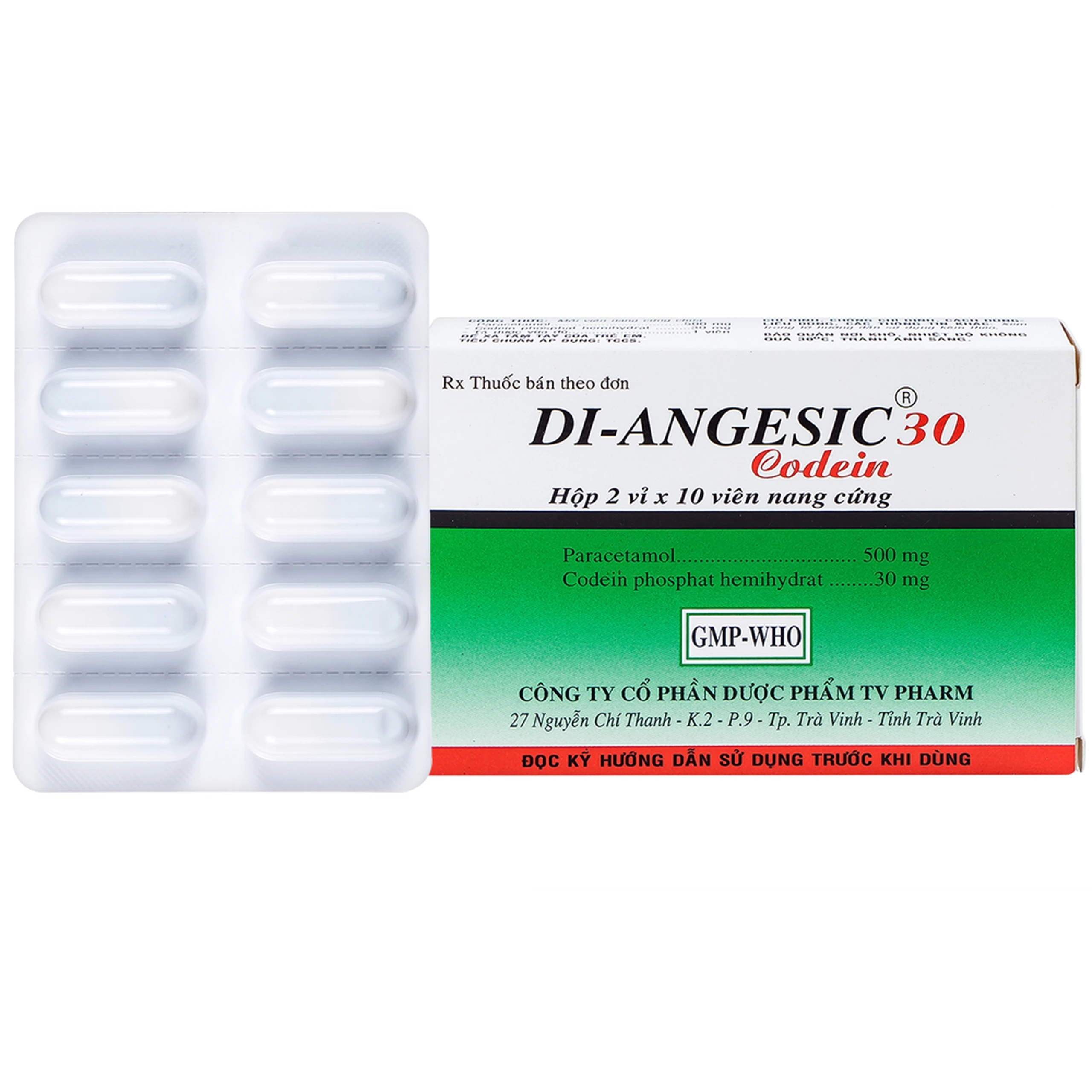 Thuốc Di-Angesic 30 Codein giảm đau cấp tính mức độ trung bình (2 vỉ x 10 viên) 1