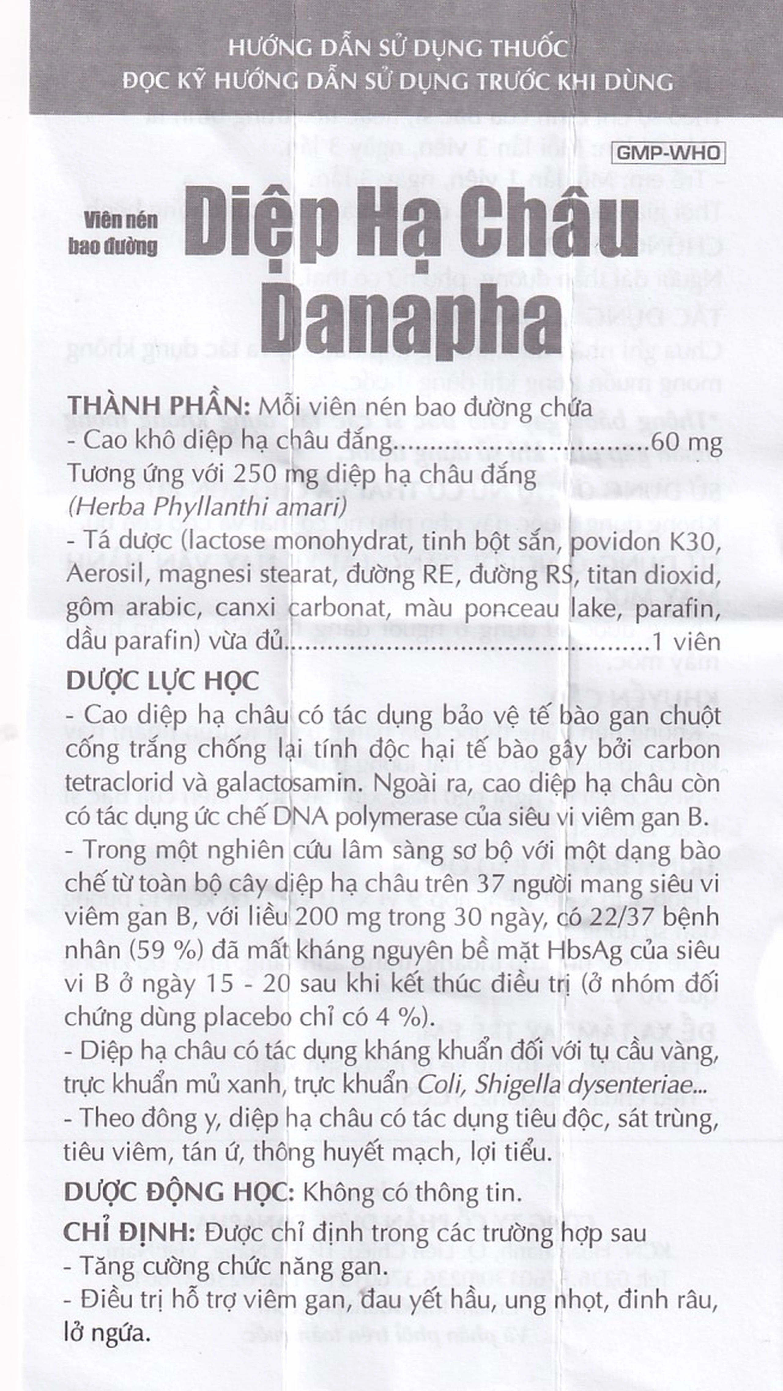 Thuốc Diệp Hạ Châu Danapha tăng cường chức năng gan (90 viên)