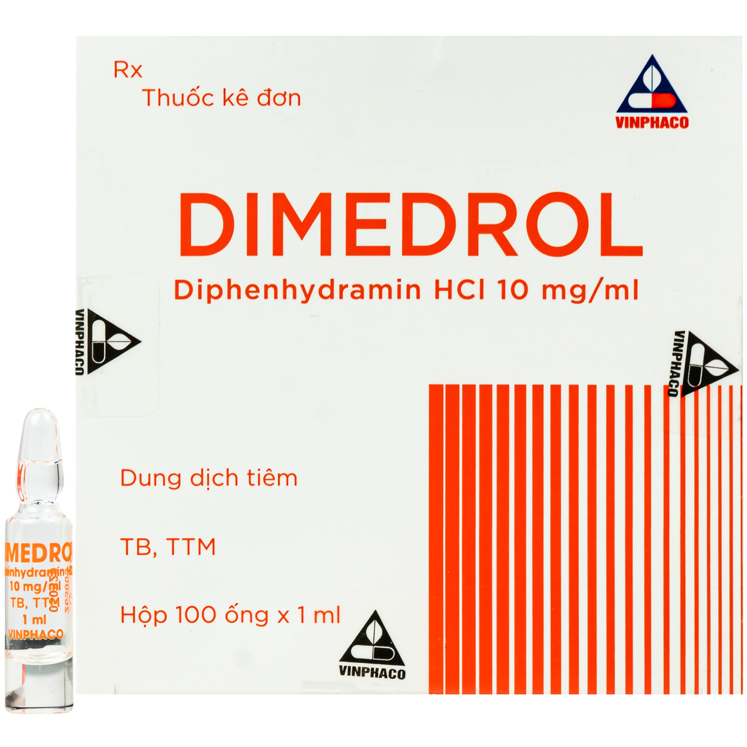 Dung dịch tiêm Dimedrol Vĩnh Phúc điều trị viêm mũi dị ứng và bệnh da dị ứng (100 ống) 1
