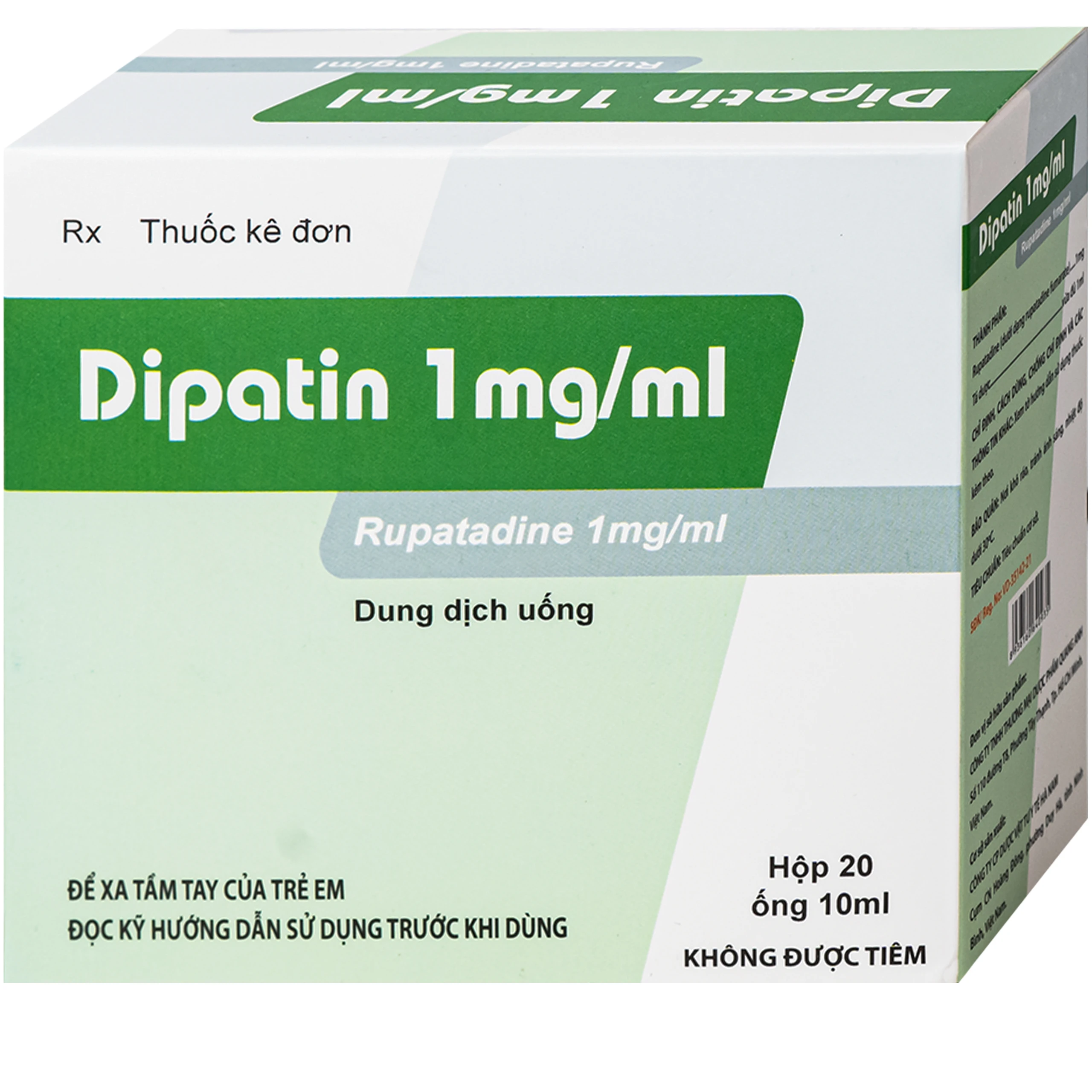 Dung dịch uống Dipatin 1mg/ml Hà Nam điều trị triệu chứng viêm mũi dị ứng và bệnh mày đay (20 ống x 10ml) 2