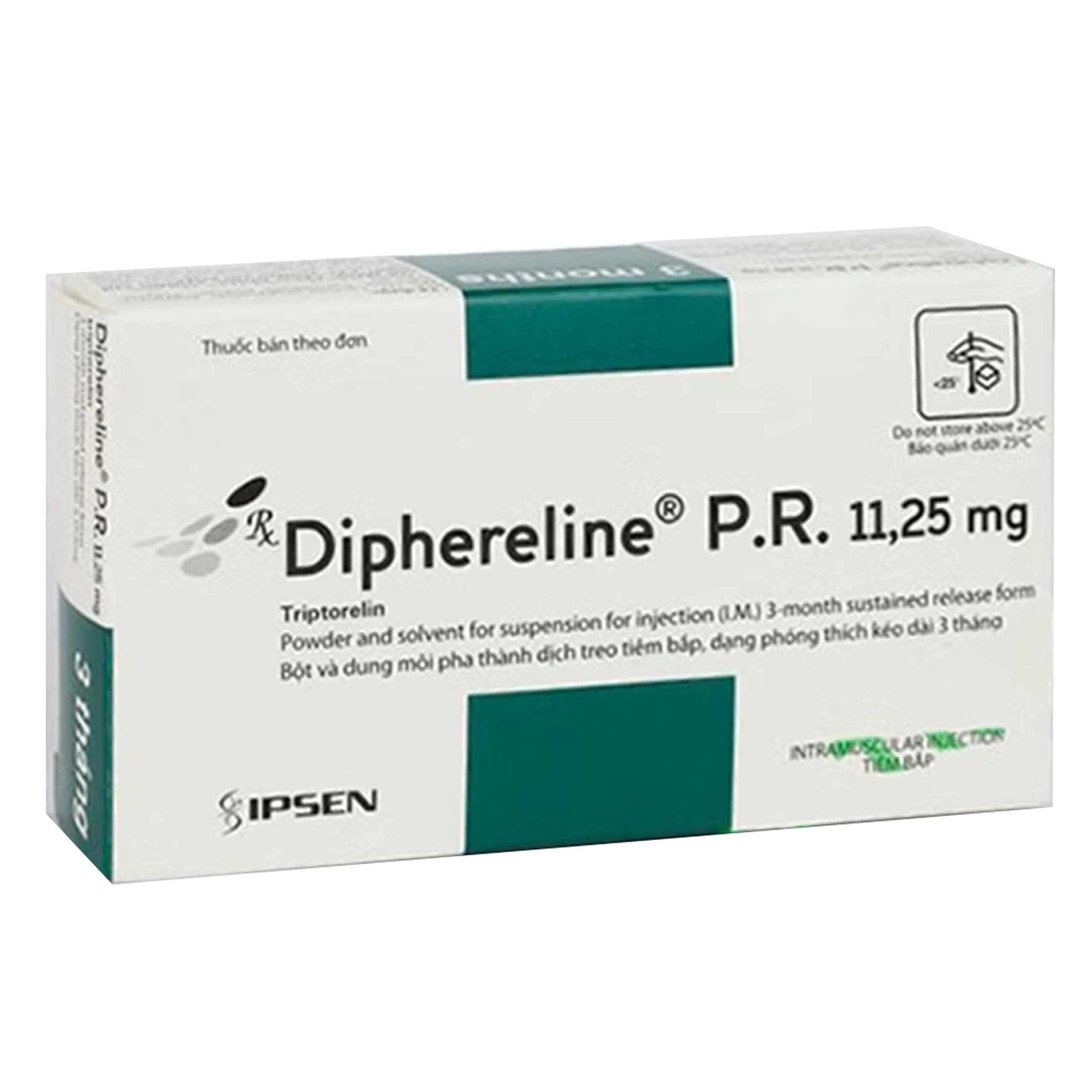 Thuốc Diphereline P.R. 11.25mg Ipsen điều trị ung thư tuyến tiền liệt, lạc nội mạc tử cung
