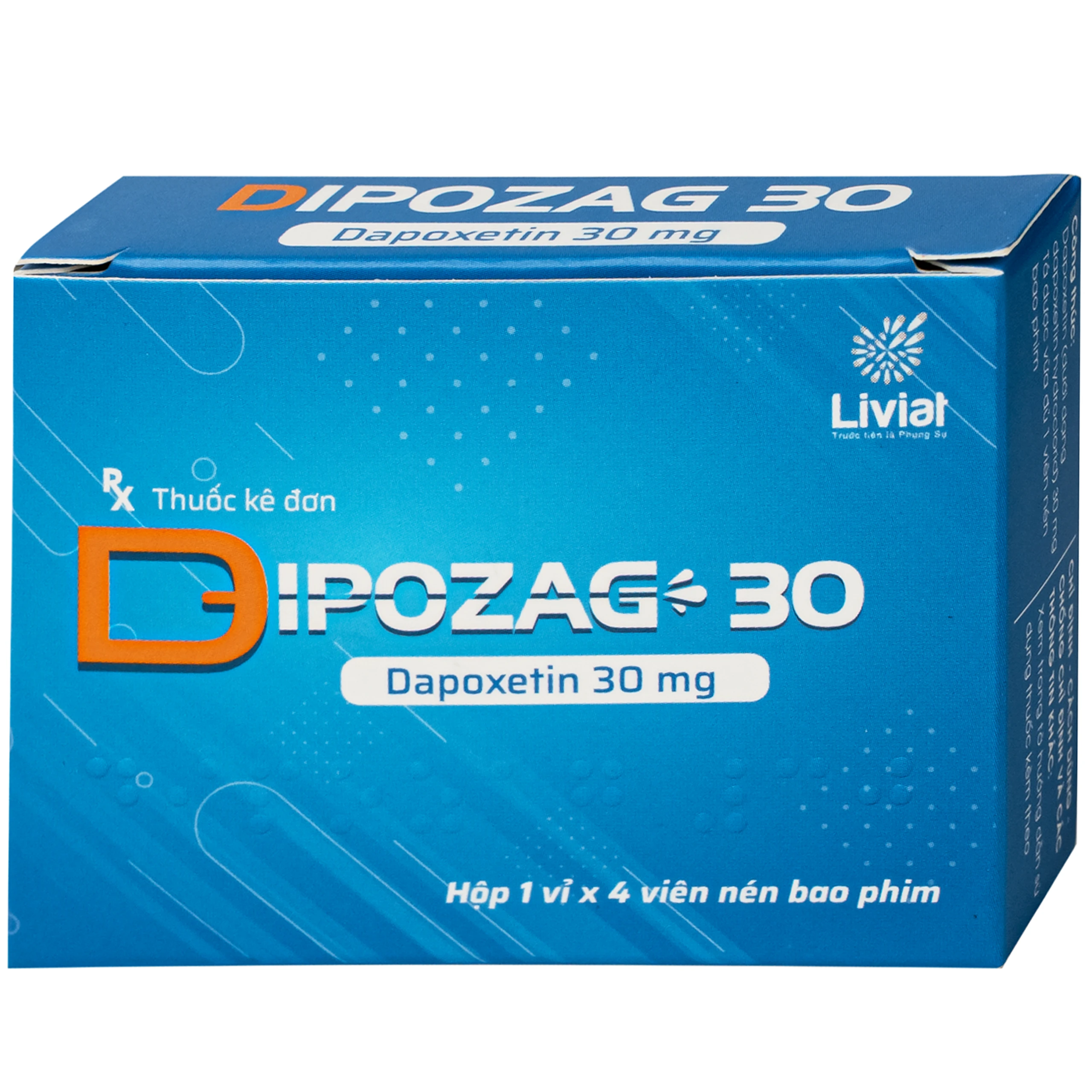 Thuốc Dipozag 30mg Liviat điều trị xuất tinh sớm ở nam giới (1vỉ x 4 viên) 2
