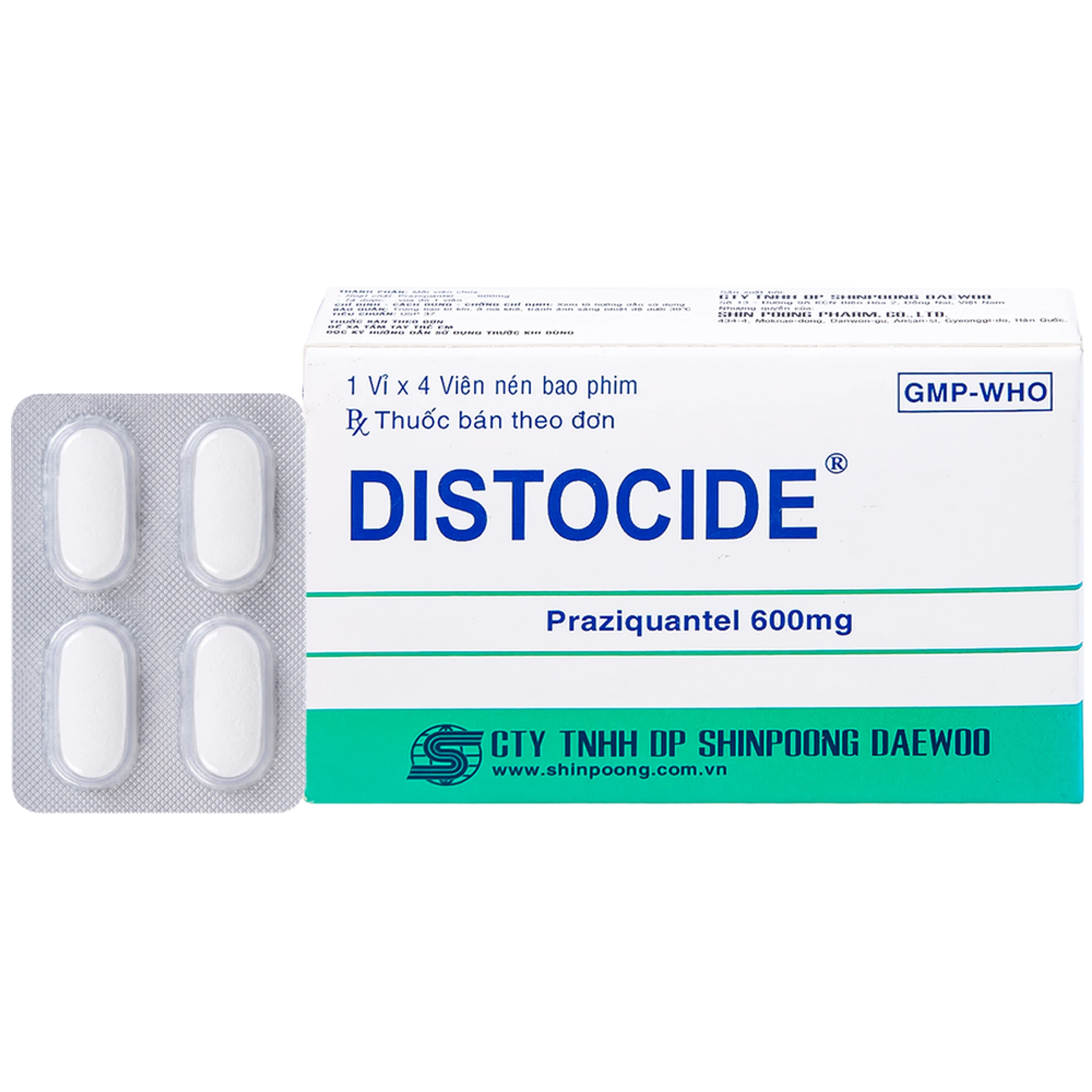 Thuốc Distocide Shinpoong Daewoo điều trị sán máng, sán lá gan nhỏ (1 vỉ x 4 viên) 1