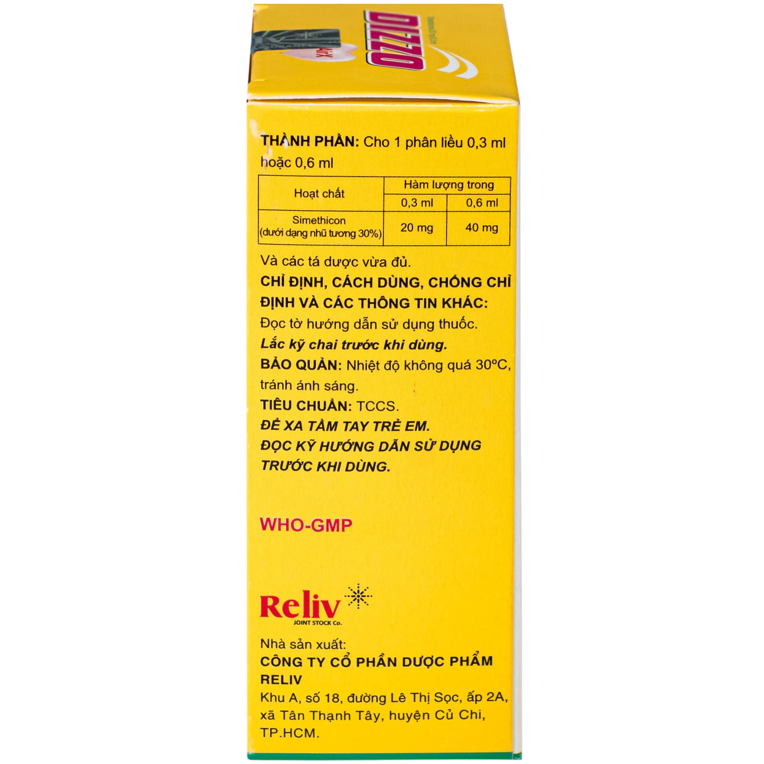Hỗn dịch uống Dizzo AirX 20mg Reliv giảm đầy hơi, căng tức dạ dày; đau trướng bụng sau phẫu thuật (Hộp 15ml) 4