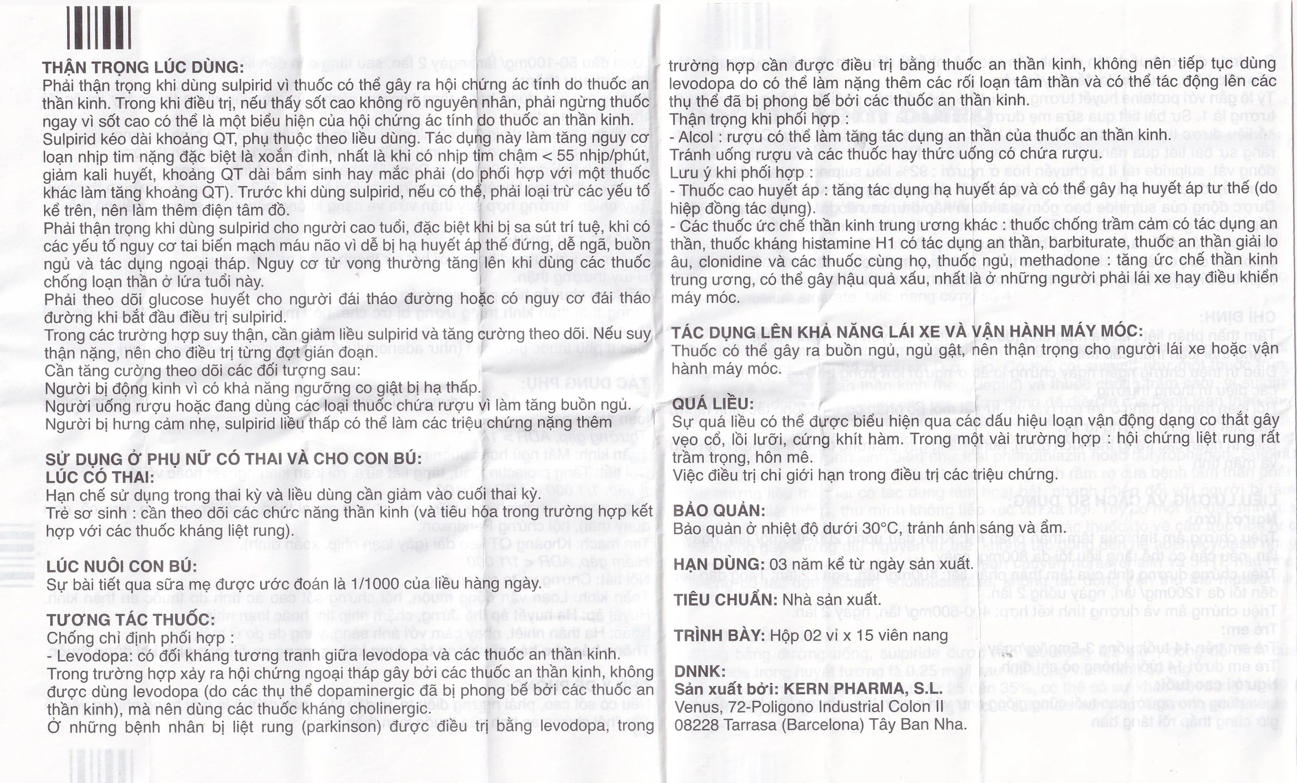 Thuốc DogmaKern 50mg capsules điều trị tâm thần phân liệt cấp và mạn tính (2 vỉ x 15 viên)