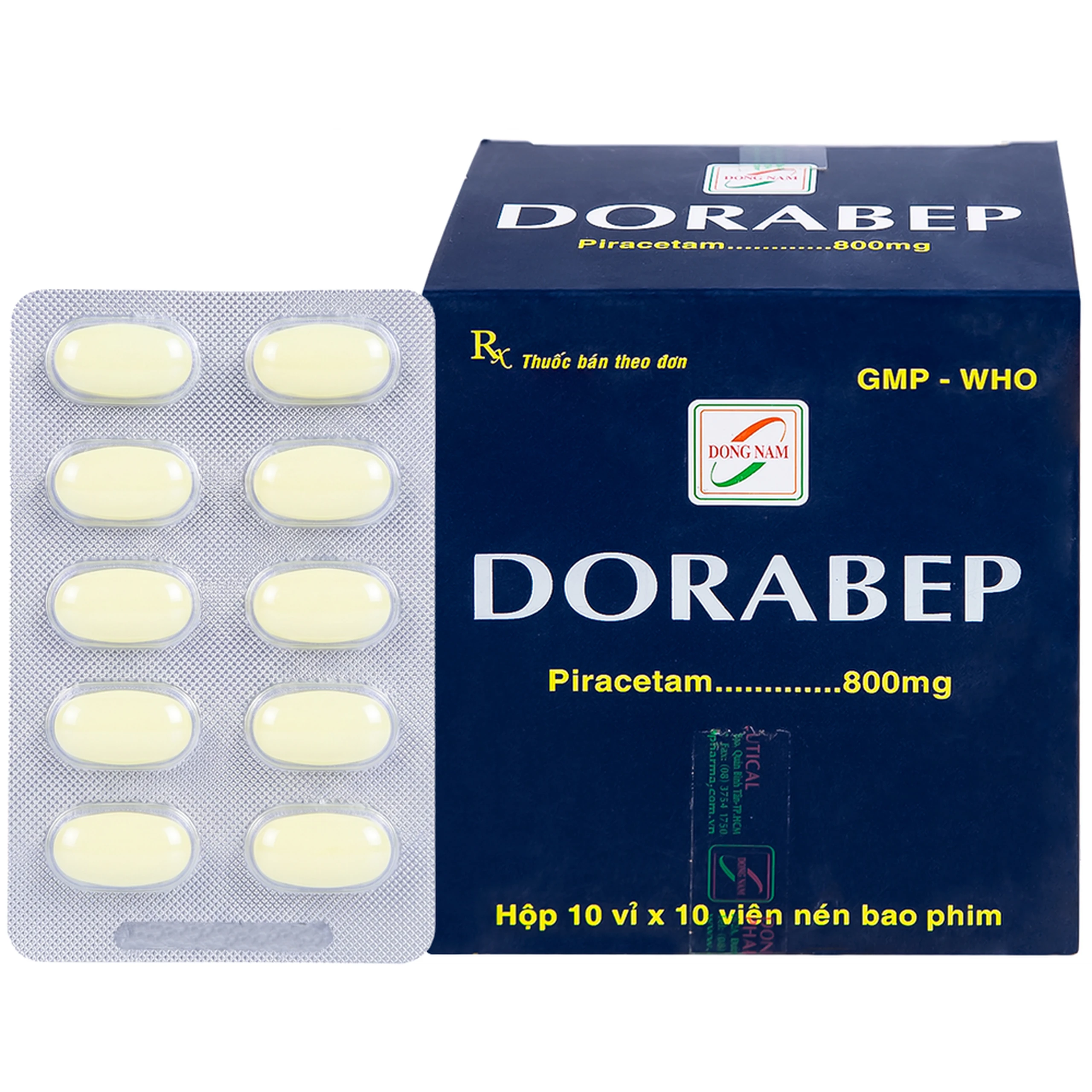Thuốc Dorabep 800mg Đông Nam điều trị triệu chứng chóng mặt (10 vỉ x 10 viên) 1