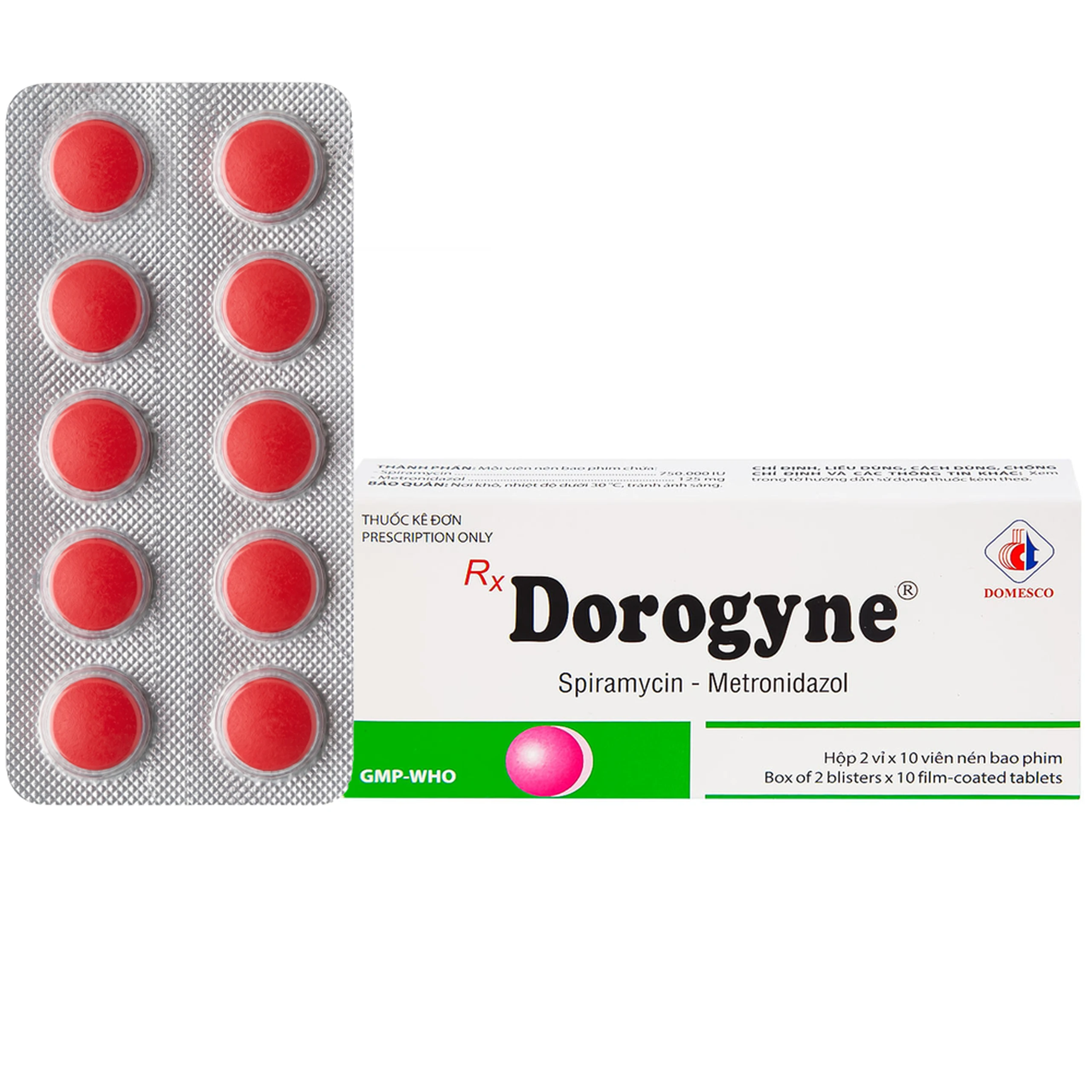 Thuốc Dorogyne Domesco điều trị các bệnh nhiễm khuẩn răng miệng cấp và mạn tính (2 vỉ x 10 viên) 1