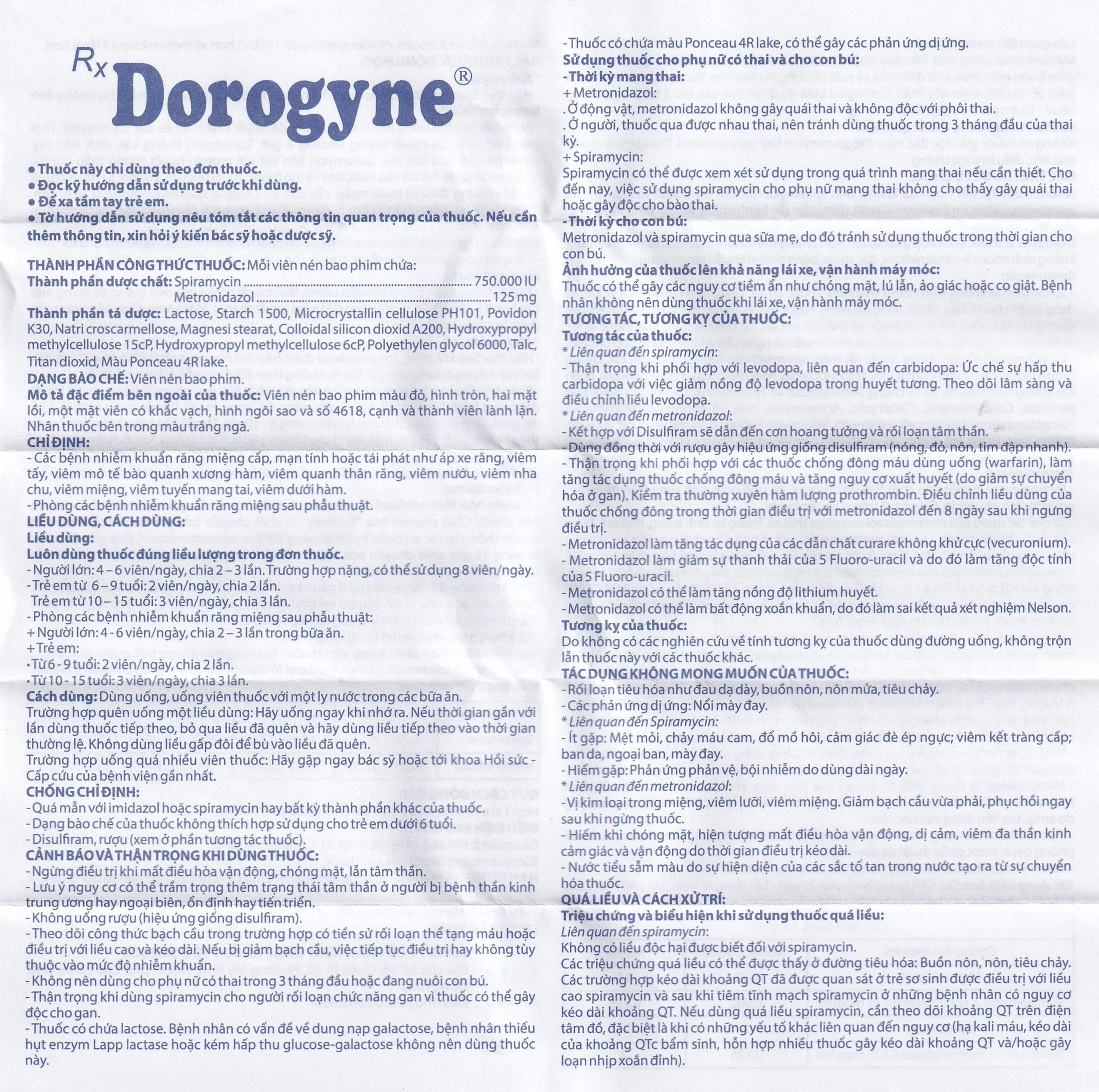 Thuốc Dorogyne Domesco điều trị các bệnh nhiễm khuẩn răng miệng cấp và mạn tính (2 vỉ x 10 viên)