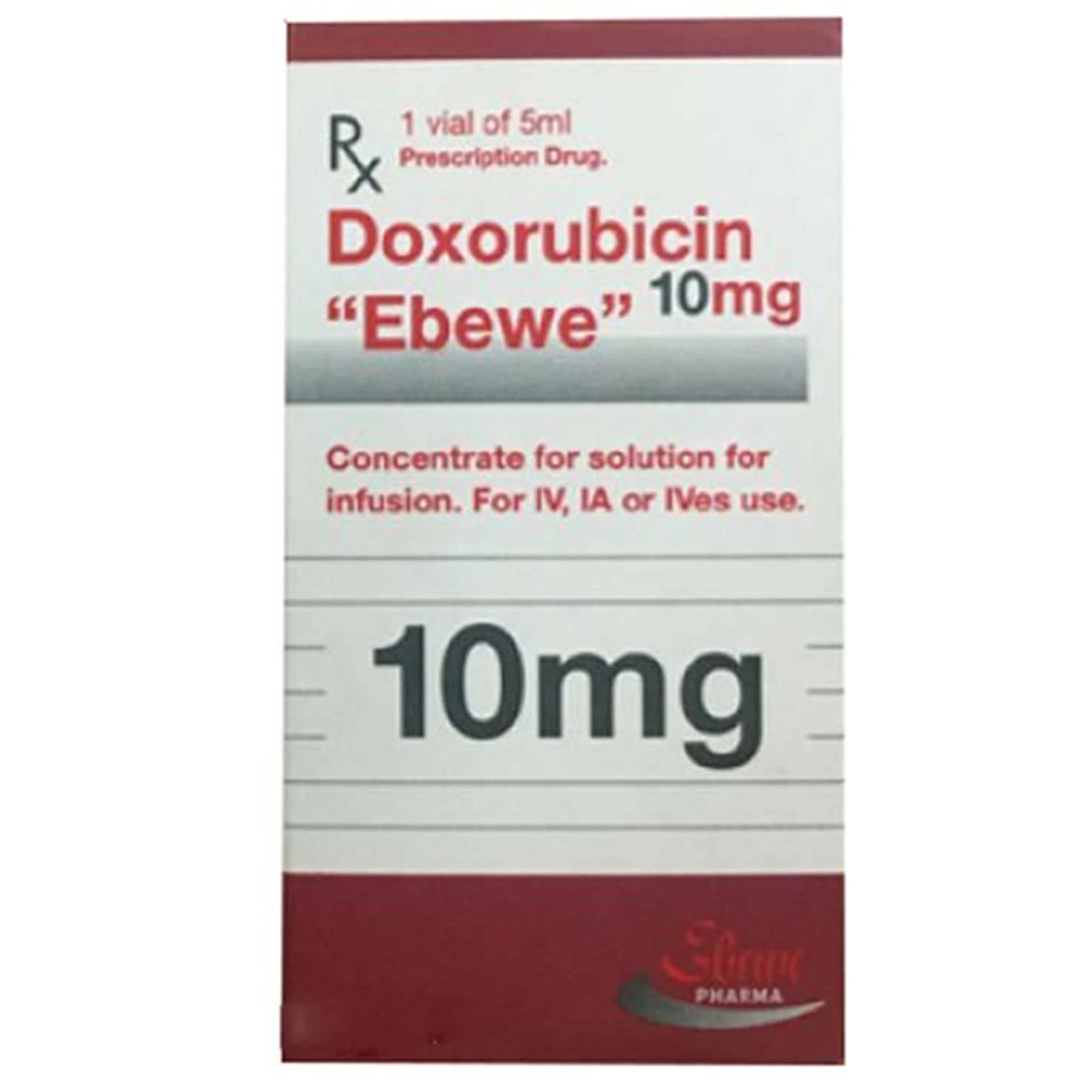 Thuốc Doxorubicin Ebewe 10mg/5ml điều trị khối u cứng, ung thư hệ tạo máu và hệ lympho (5ml)
