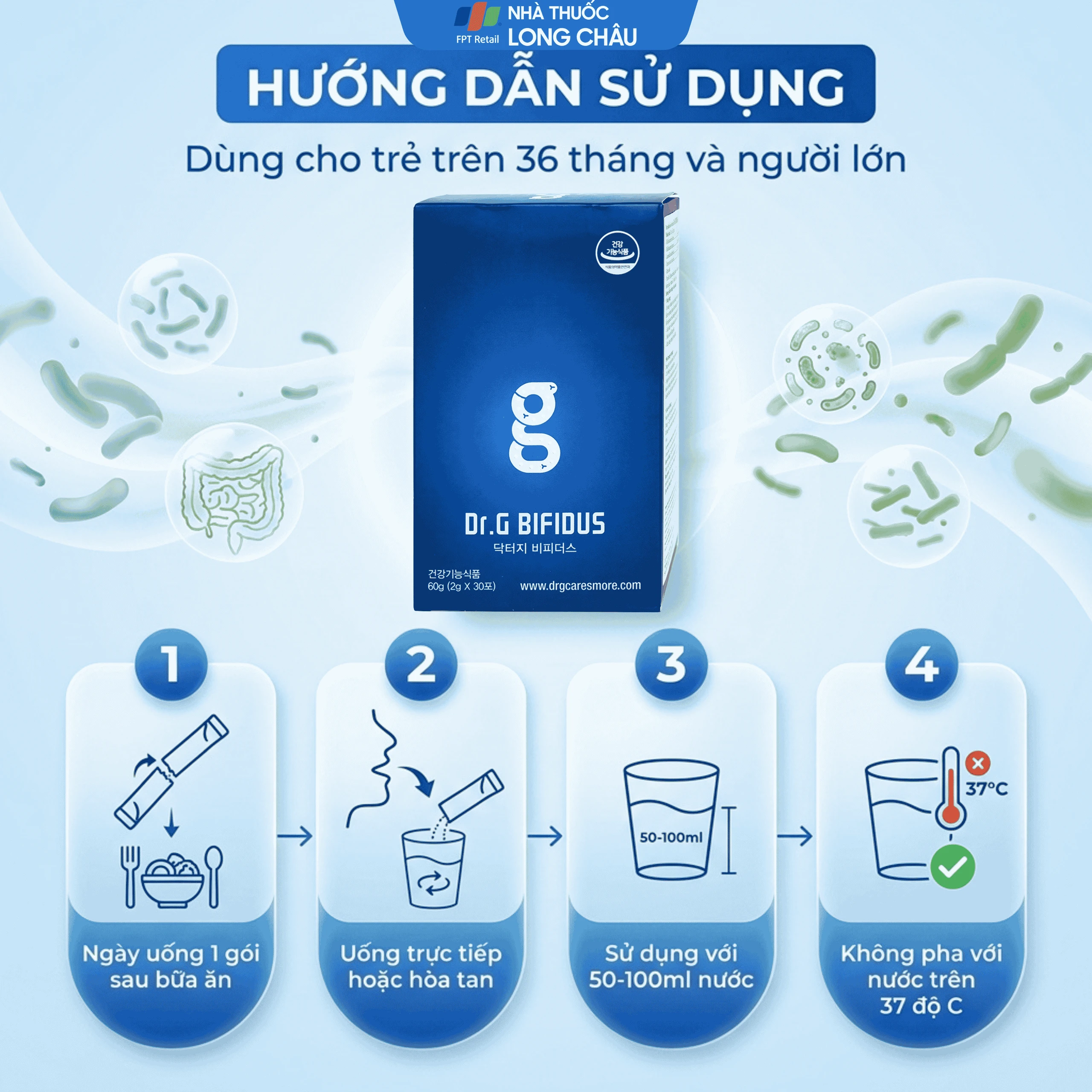Bột hỗ trợ cải thiện hệ tiêu hóa Dr.G Bifidus Bifido (2g x 30 gói) 5
