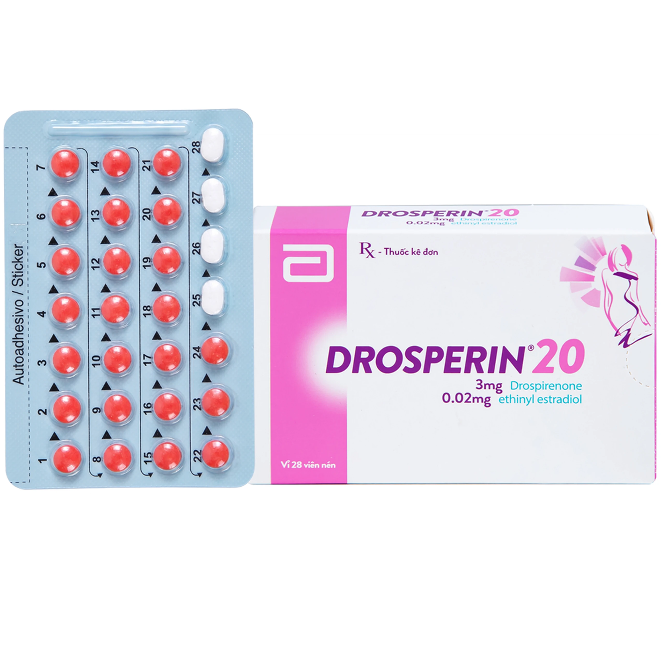 Thuốc tránh thai hằng ngày Drosperin 20 Abbott (1 vỉ x 28 viên) 1