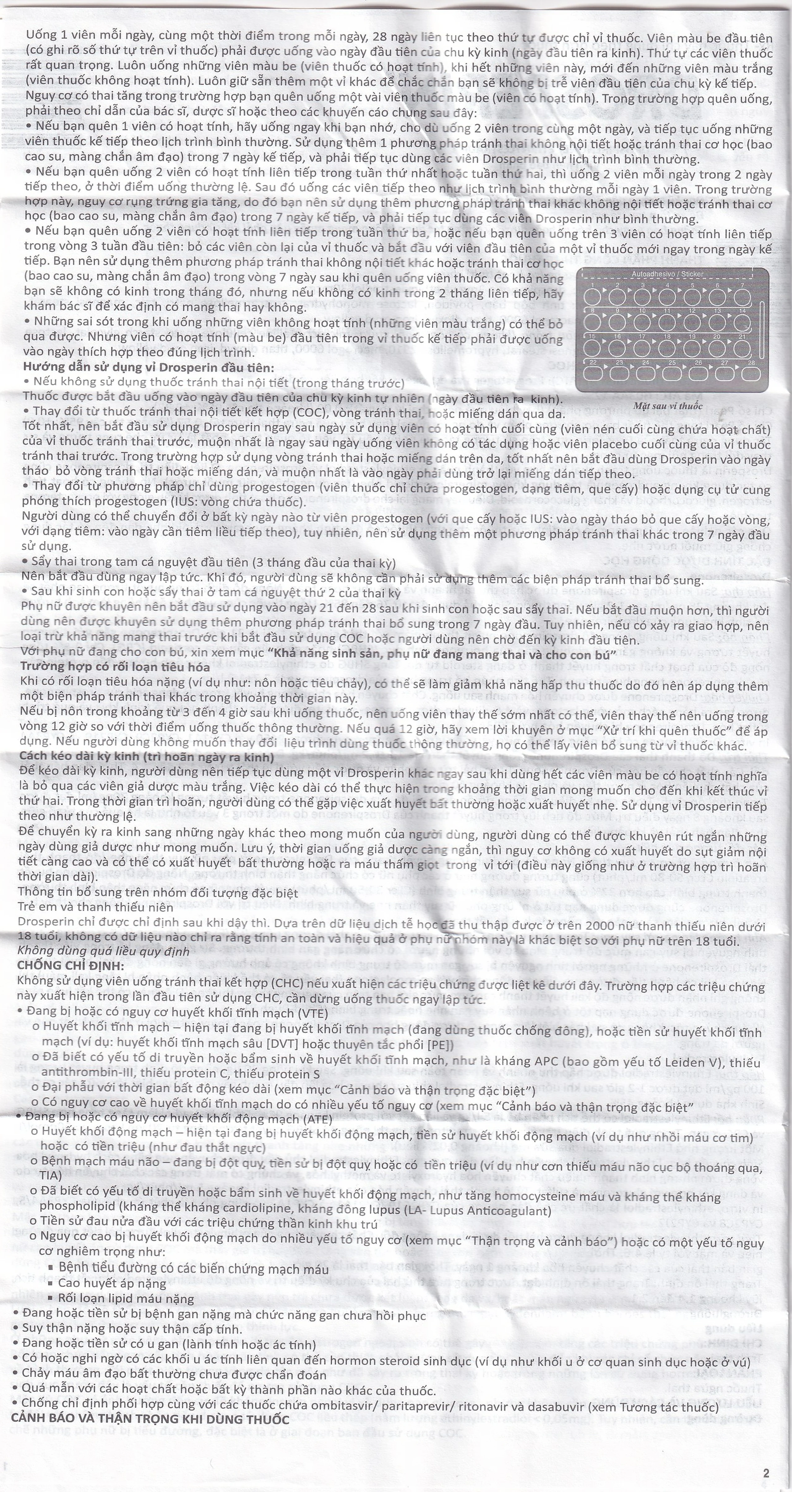 Thuốc tránh thai hằng ngày Drosperin Abbott (1 vỉ x 28 viên)
