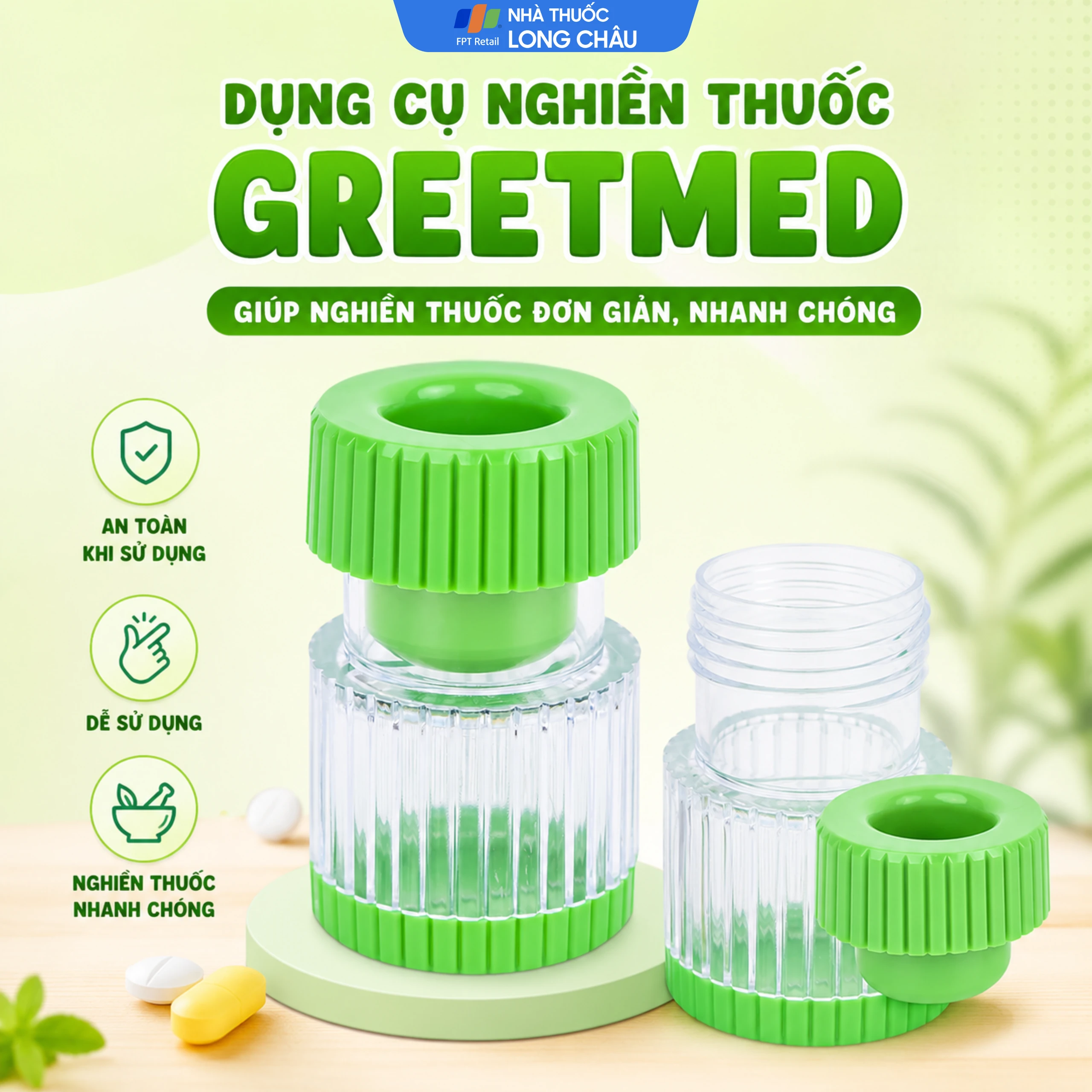 Dụng cụ nghiền thuốc Greetmed giúp nghiền thuốc đơn giản, nhanh chóng 2