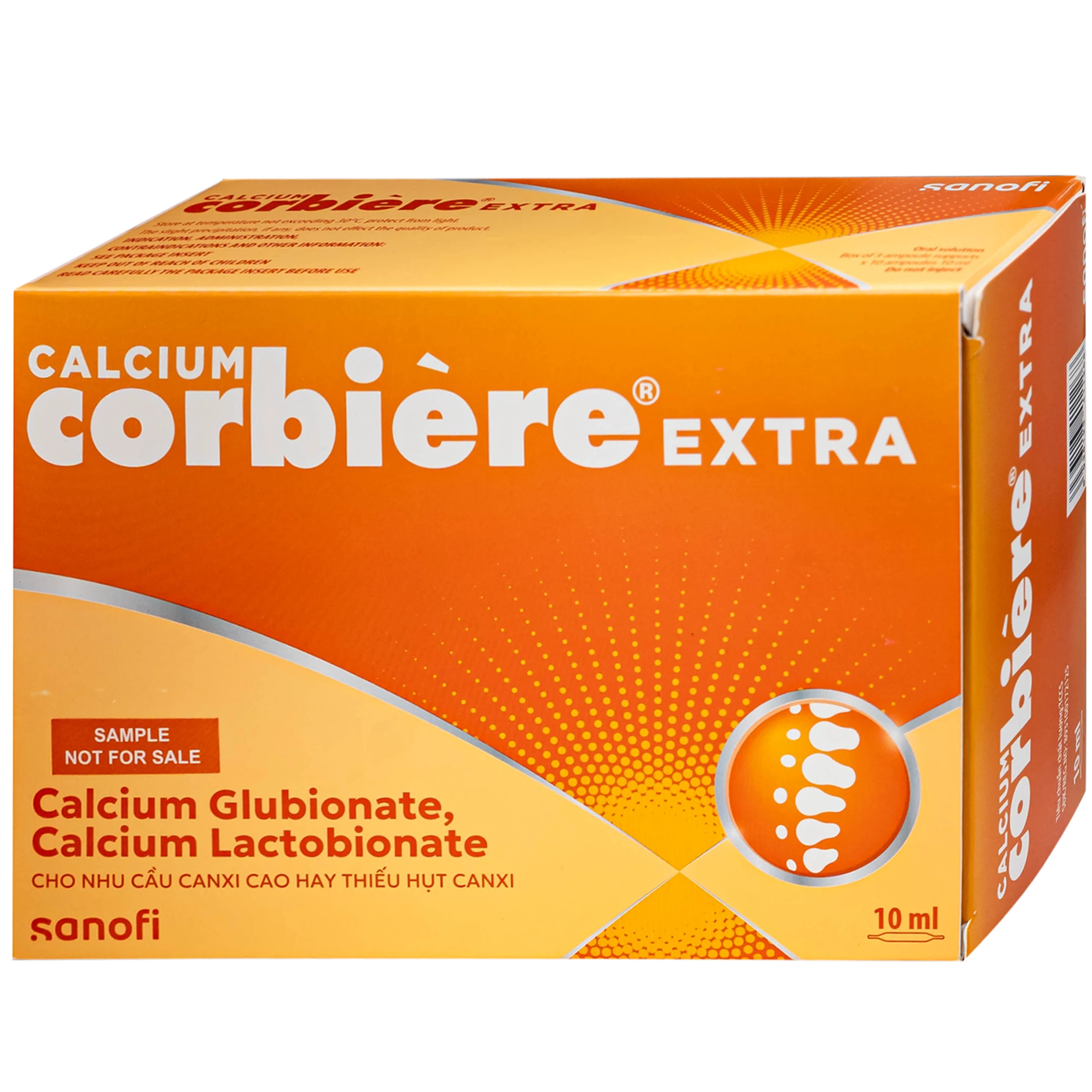Dung dịch uống Calcium Corbière Extra Sanofi bổ sung canxi, hỗ trợ điều trị loãng xương (3 vỉ x 10 ống x 10ml) 2