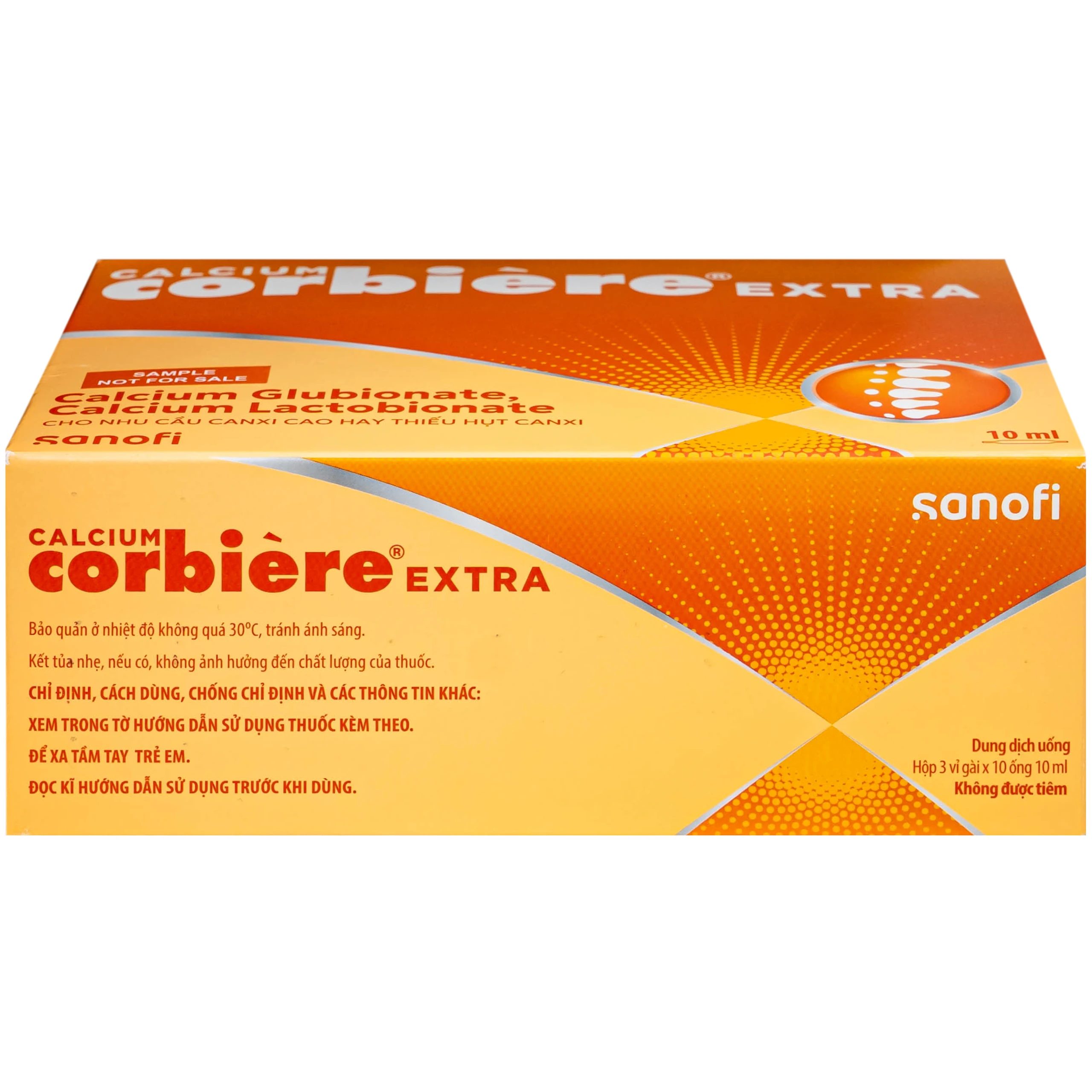 Dung dịch uống Calcium Corbière Extra Sanofi bổ sung canxi, hỗ trợ điều trị loãng xương (3 vỉ x 10 ống x 10ml) 4