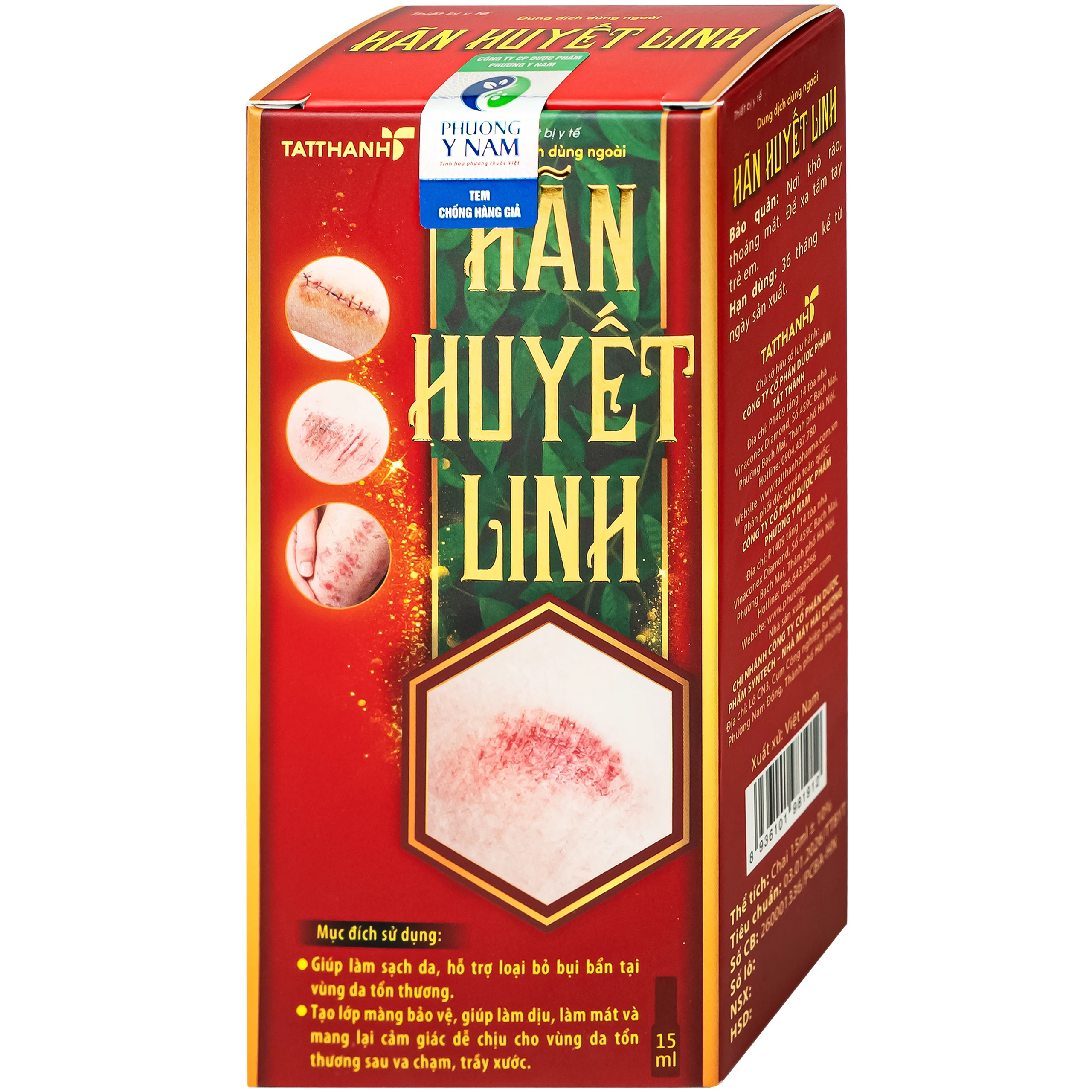 Dung dịch dùng ngoài ngừa khuẩn Hãn Huyết Linh giảm sưng viêm, làm dịu vết trầy xước, bầm tím (15ml) 8