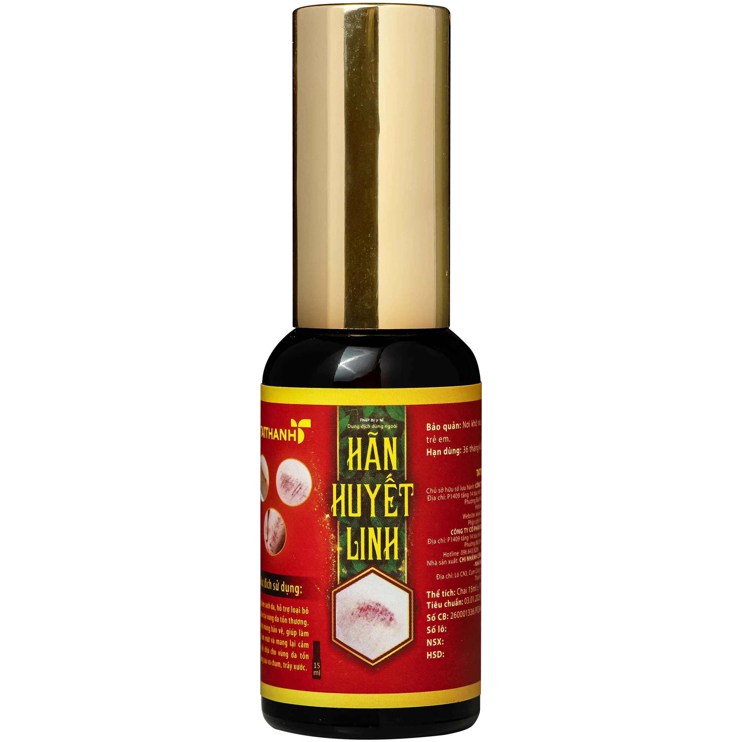 Dung dịch dùng ngoài ngừa khuẩn Hãn Huyết Linh giảm sưng viêm, làm dịu vết trầy xước, bầm tím (15ml) 7