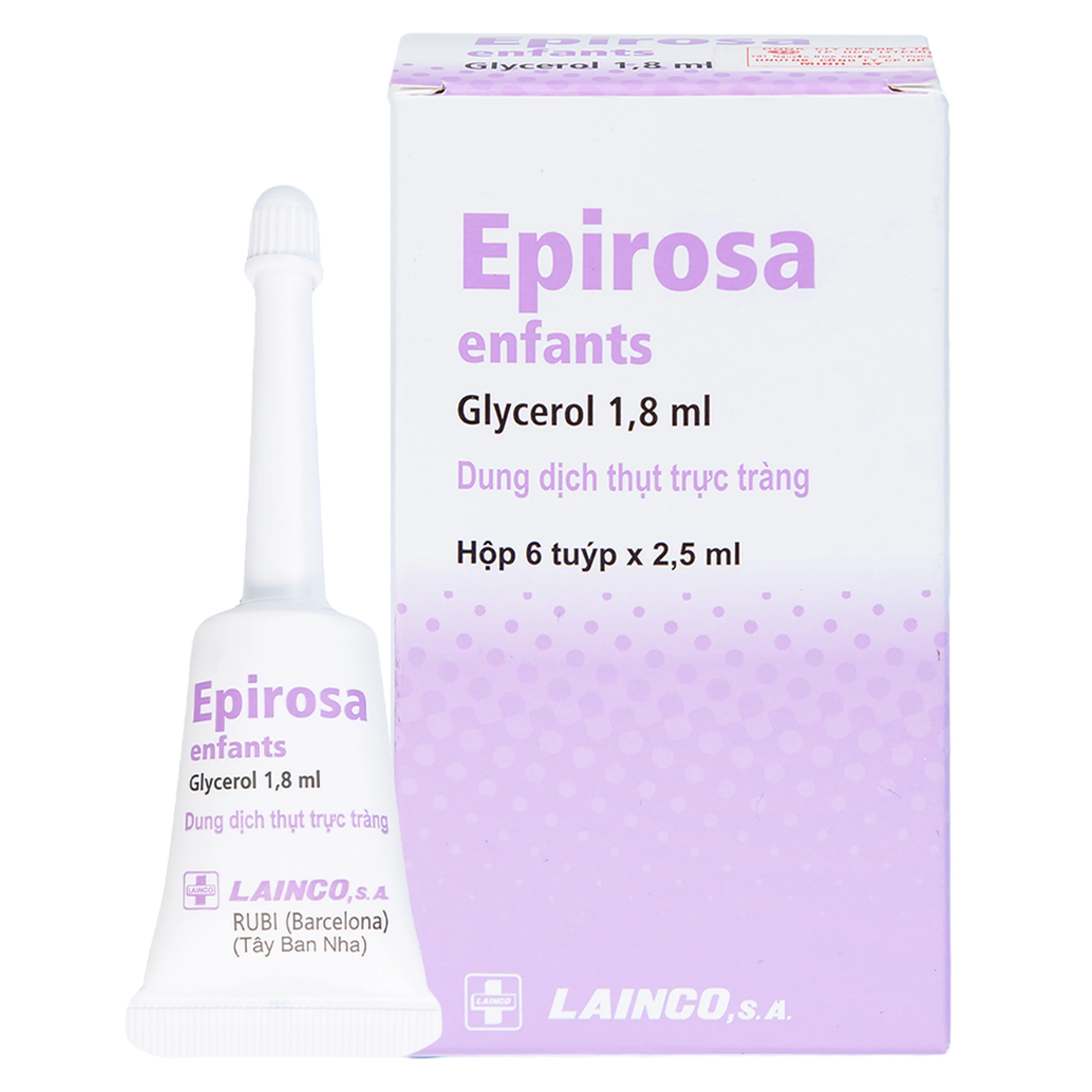 Dung dịch thụt trực tràng Epirosa Enfants Lainco giảm triệu chứng táo bón (6 tuýp x 2.5ml)