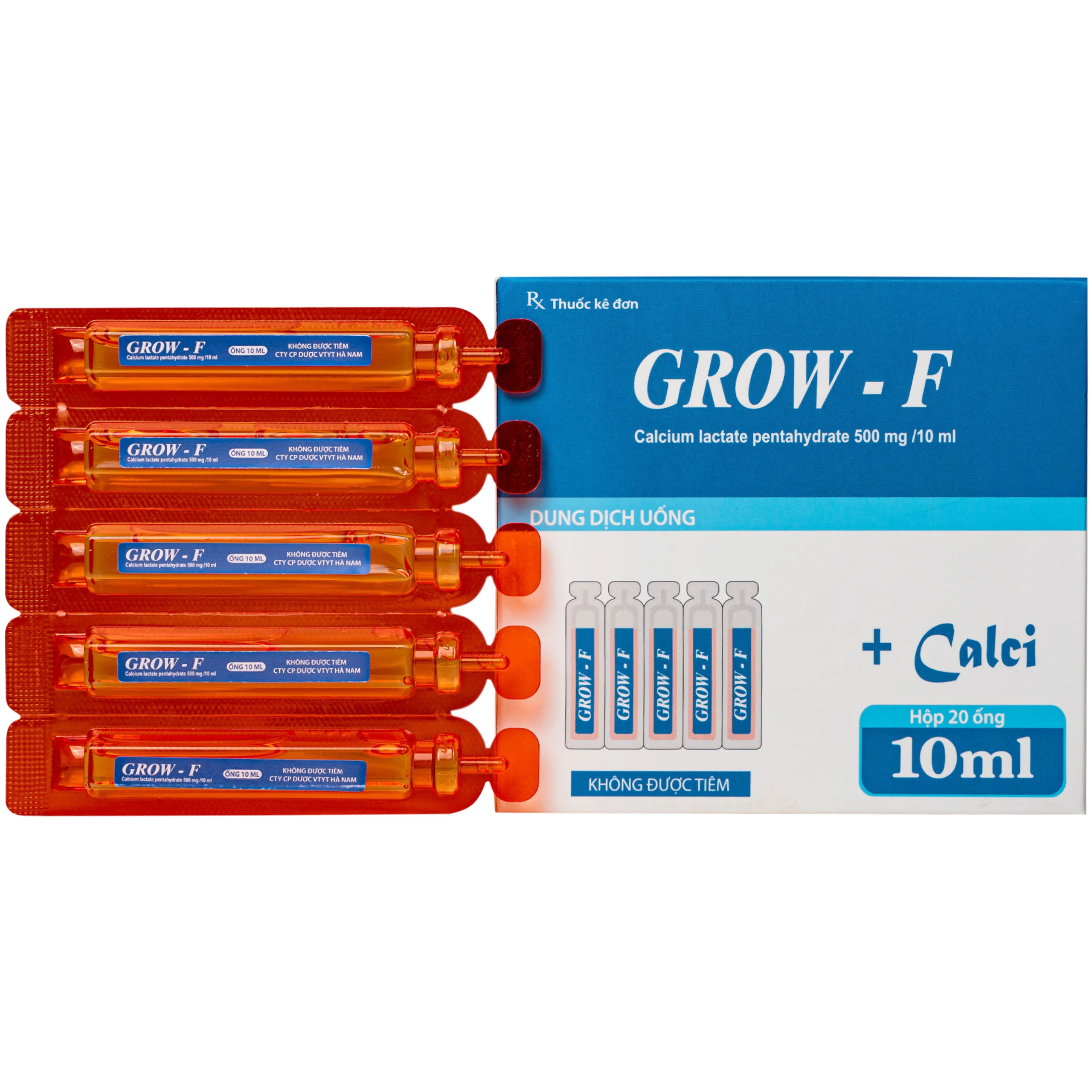 Dung dịch Grow - F Hanapharm điều trị tình trạng thiếu Calci (20 ống x 10ml) 1