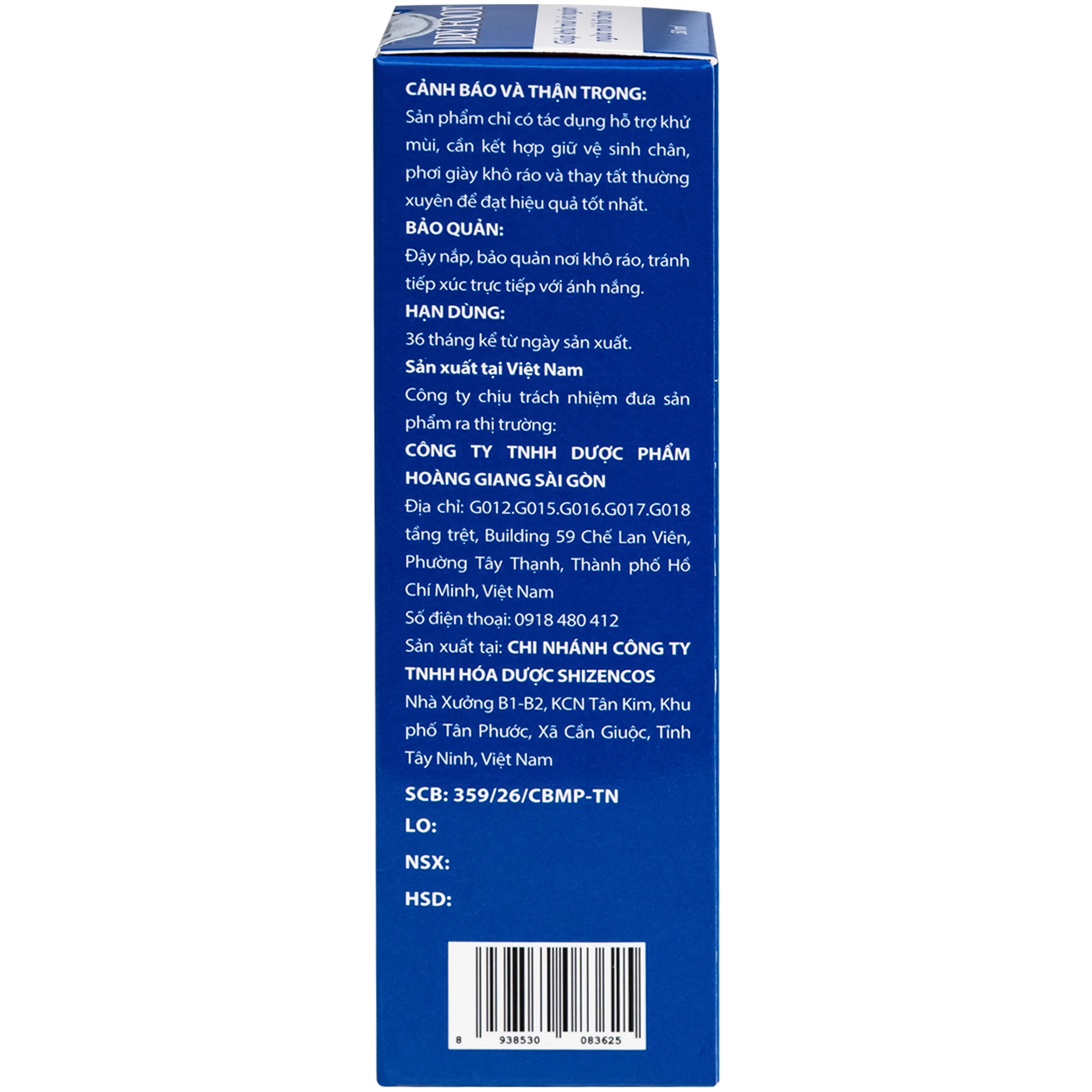 Dung dịch khử mùi Dry foot HGSG giúp khử mùi và ngăn ngừa hôi chân, nấm chân, giảm mồ hôi (50ml) 5