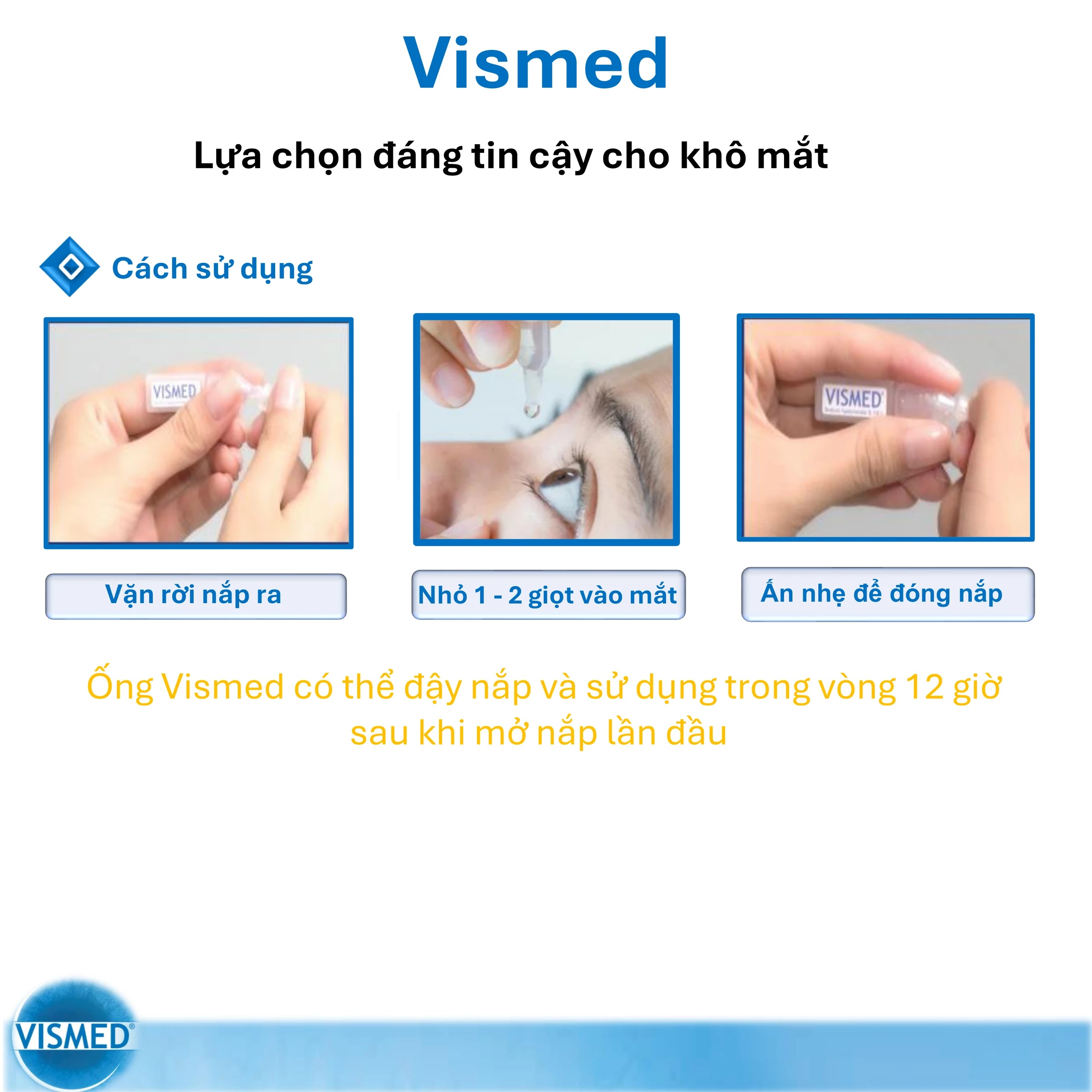 Nhỏ mắt Vismed 0.18% dùng cho mắt khô,tổn thương bề mặt nhãn cầu (20 ống x 0.3ml)