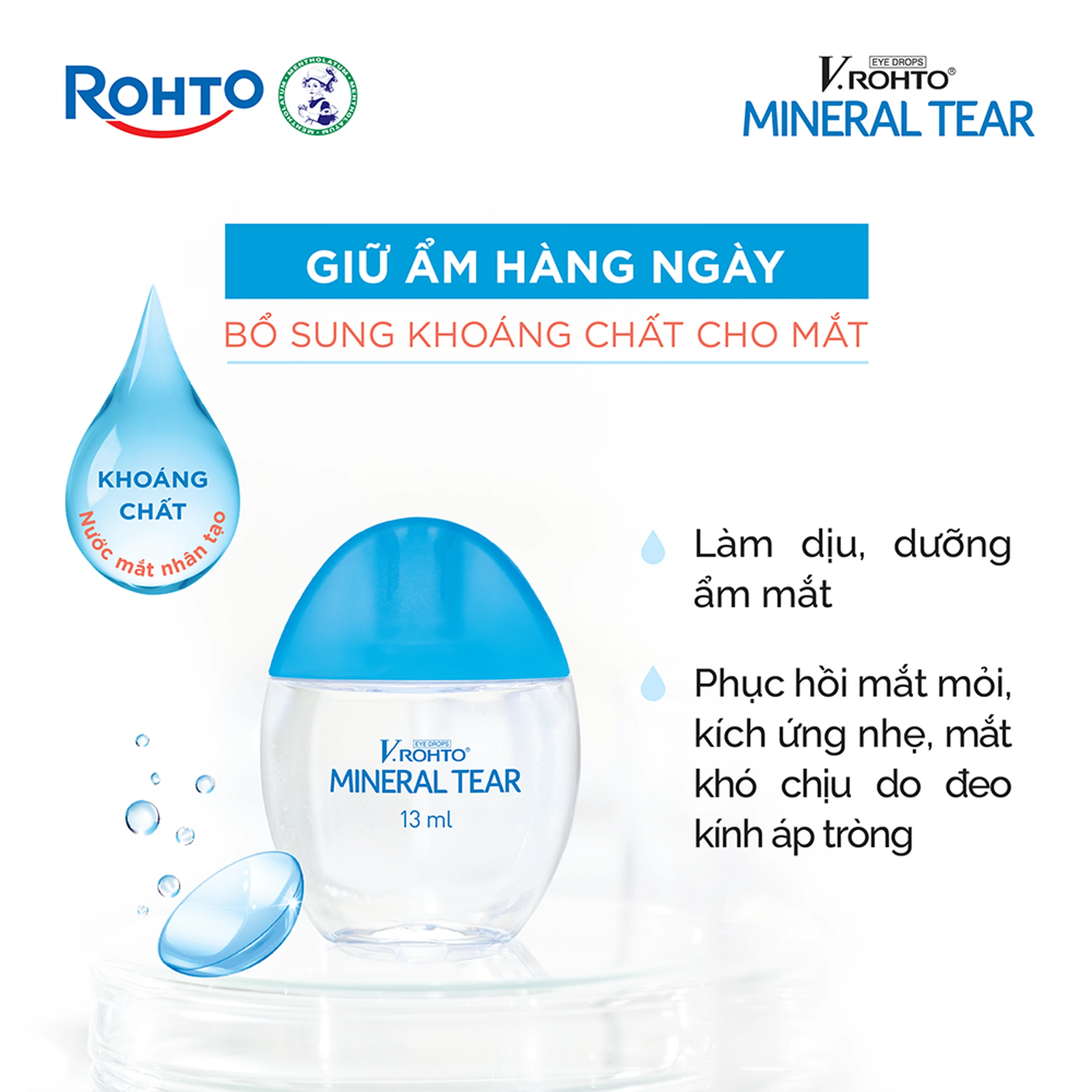Nhỏ mắt V.Rohto Mineral Tear 13ml hỗ trợ dưỡng ẩm, bổ sung khoáng chất 3